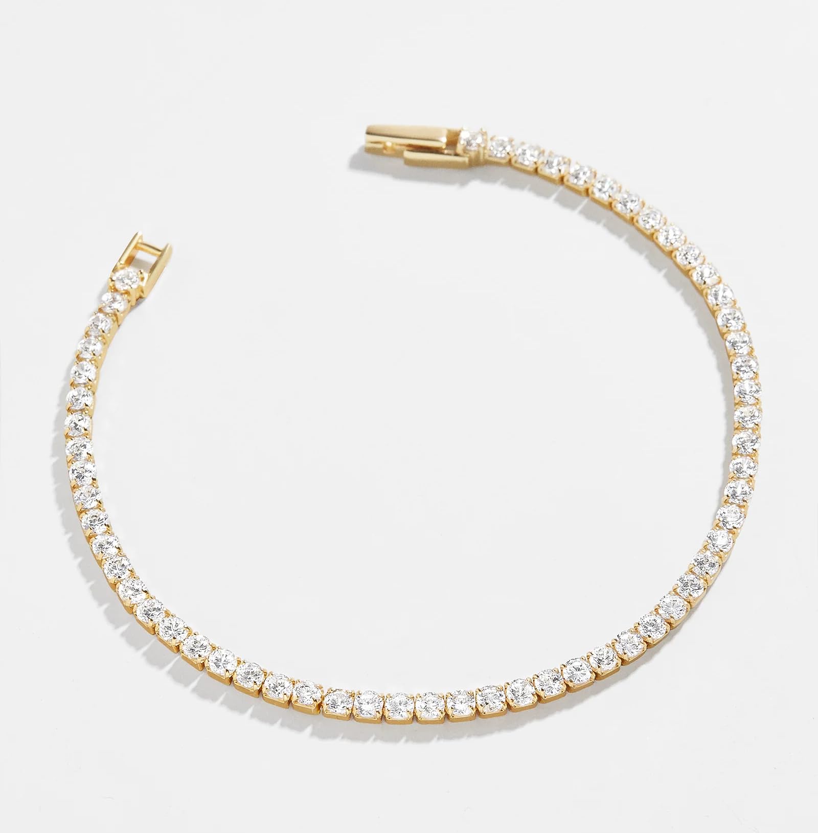 14K Gold Filled Tennis Bracelet for Women - 3mm Cubic Zirconia Classic Gold Link Bracelet - Adjustable 6.15/6.75/7.15 Inch - Elegant Jewelry Gift for Anniversary, Birthday & Special Occasions