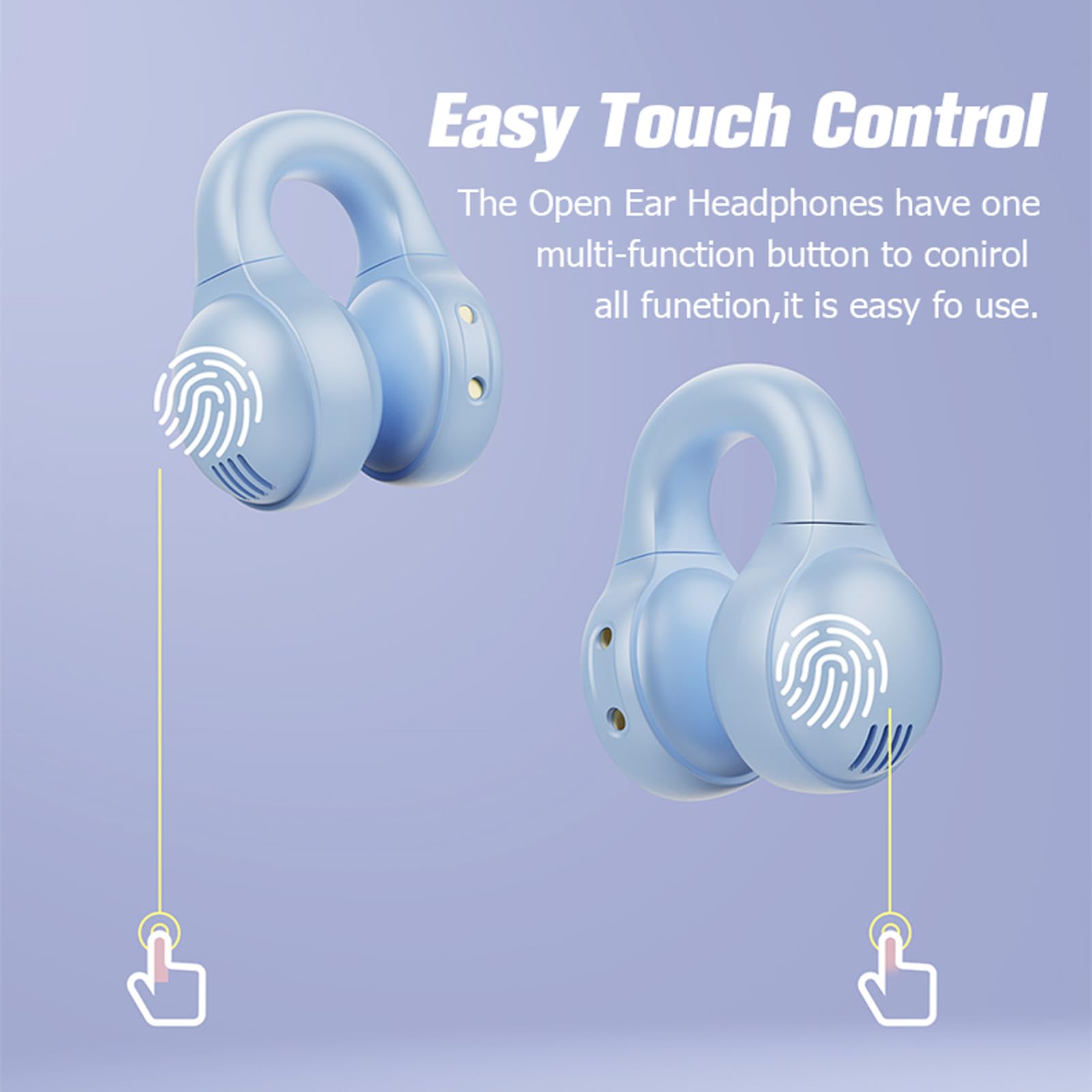 Clip On Open Ear Wireless Bluetooth Earbuds - Small Earclip Outer Ear Headphones for Kids & Adults - Air Bone Conduction Technology, Non-In Ear Design - Perfect for Running, Cycling, Workouts & Outdoor Activities