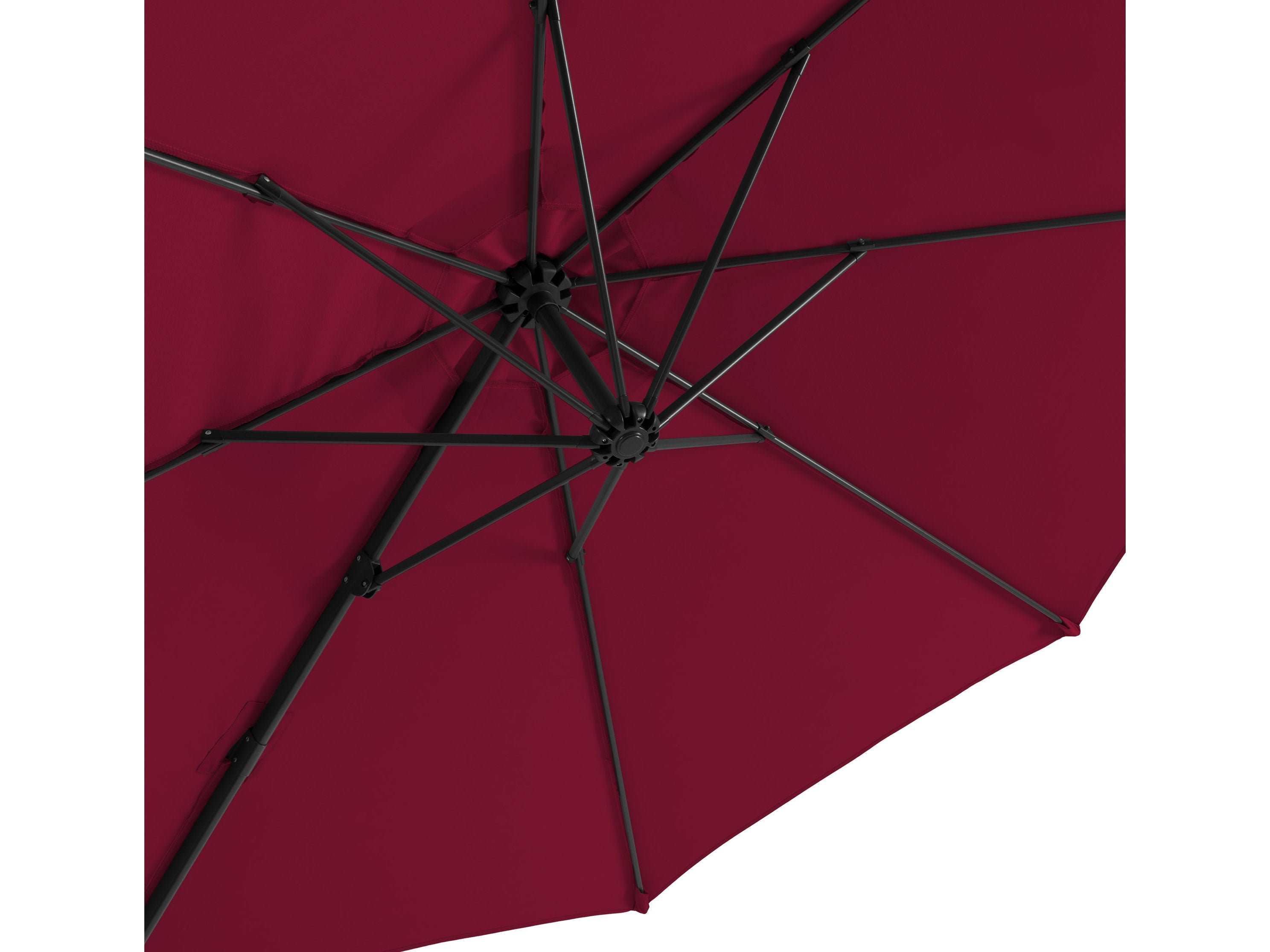 9.5ft Offset Patio Umbrella - 360 Degree Rotation, Wine Red Color for Outdoor Dining, Poolside Lounging & Garden Relaxation