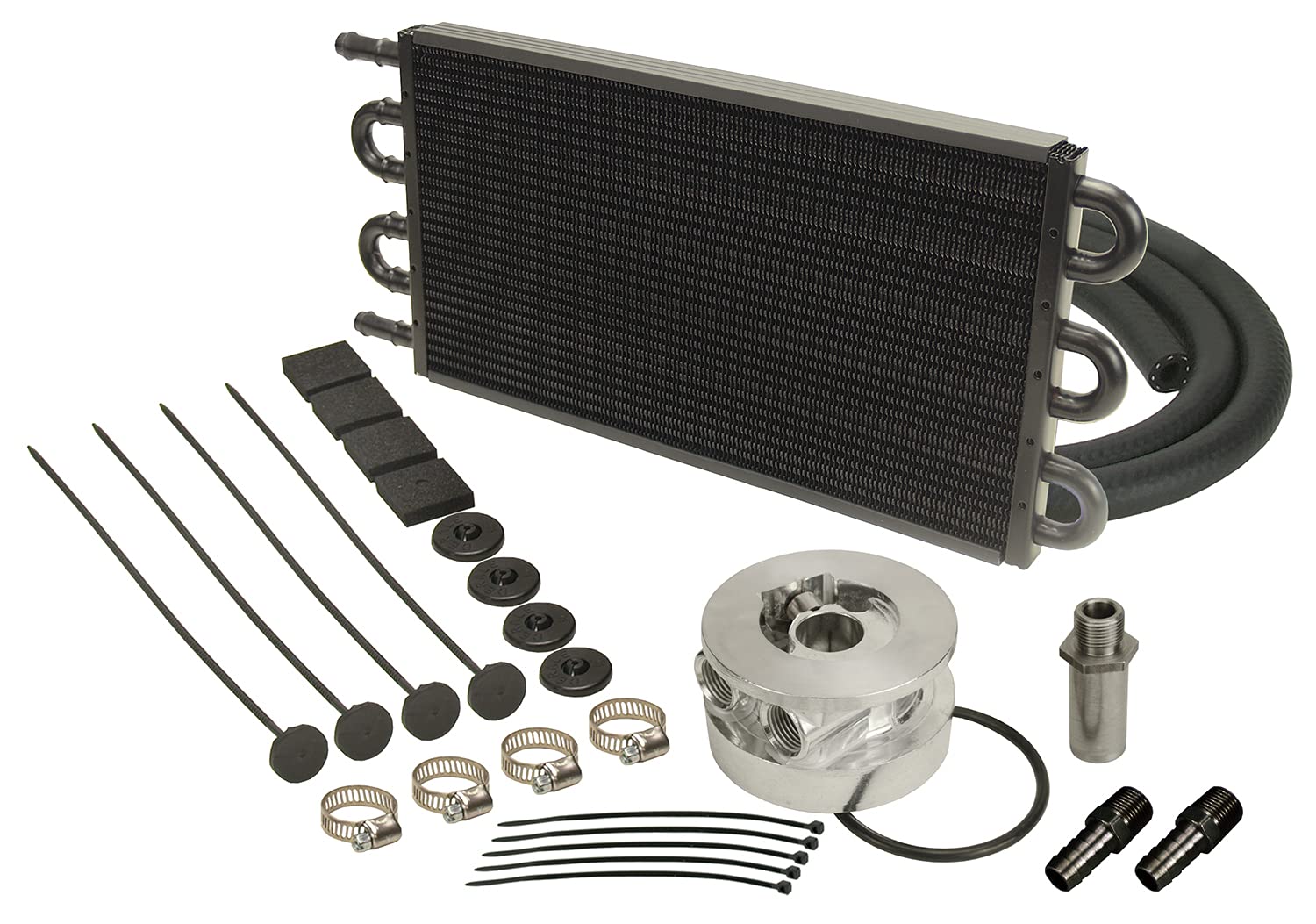 Derale 15503 High Performance Tube & Fin Engine Oil Cooler Kit with Sandwich Adapter - Perfect for Truck, SUV & Off-Road Vehicle Cooling Systems