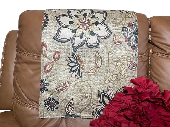 Recliner Headrest Covers 17x27 - Floral Design Slipcovers for Sofas, Loveseats & Theater Chairs | Furniture Protectors for Home, Office & Dining Room Decor | Perfect for Family Rooms & Movie Nights