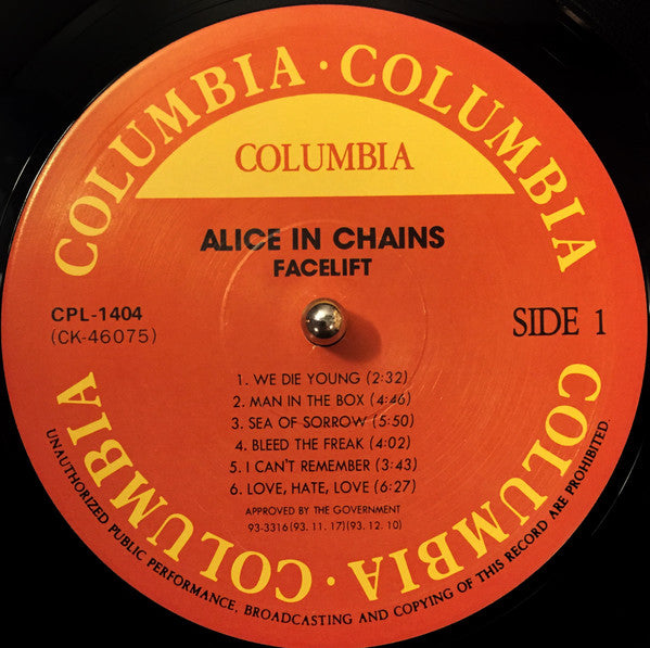 Alice In Chains Facelift Vinyl LP Album (VG+ Condition) - Perfect for Vintage Music Collectors & Rock Fans