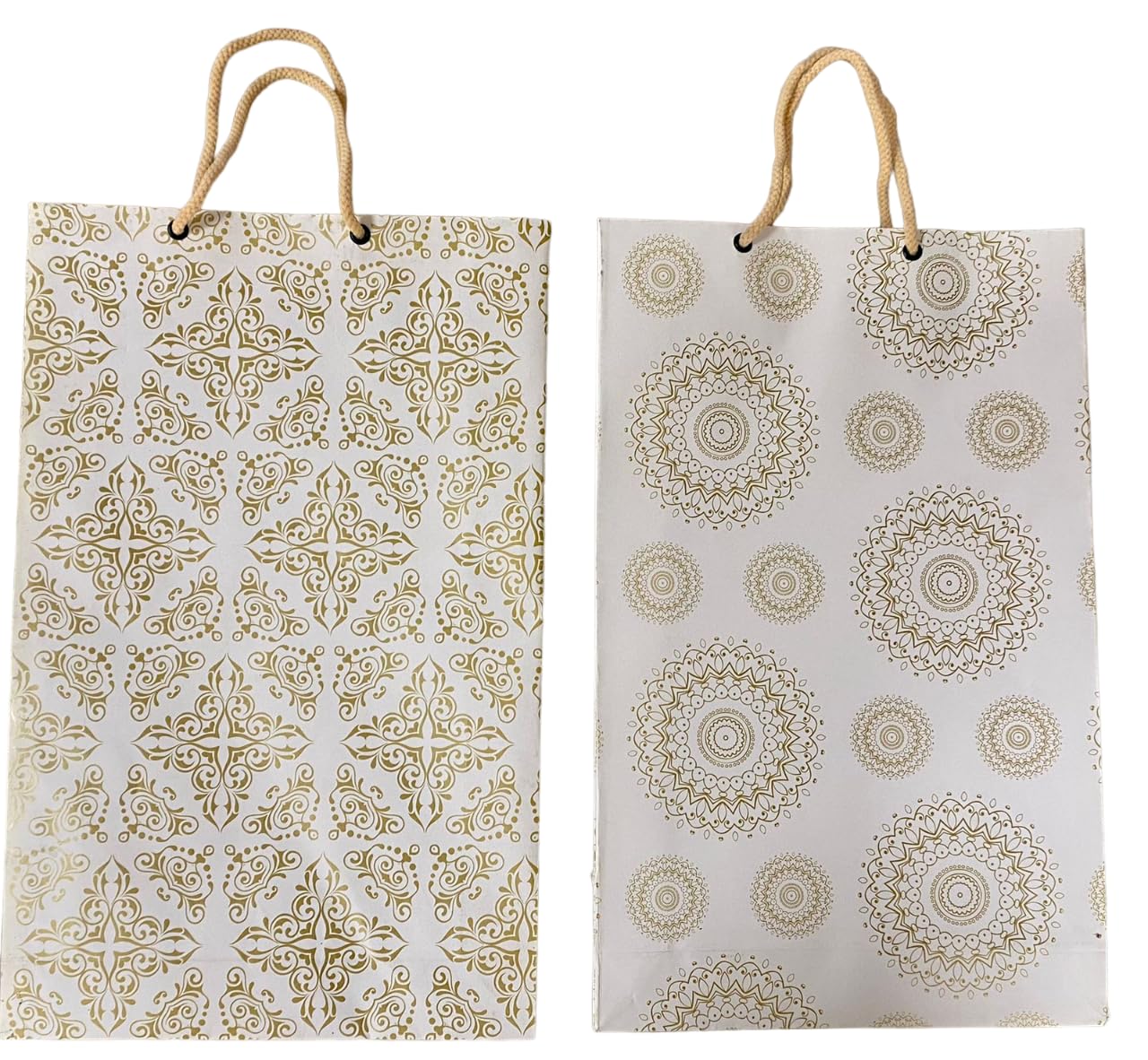 Premium White & Gold Medium Gift Bags - 10 Pack | Elegant Paper Shopping Bags for Parties, Weddings, Birthdays & Special Occasions | Eco-Friendly Carry Bags for Retail, Gifting & Events