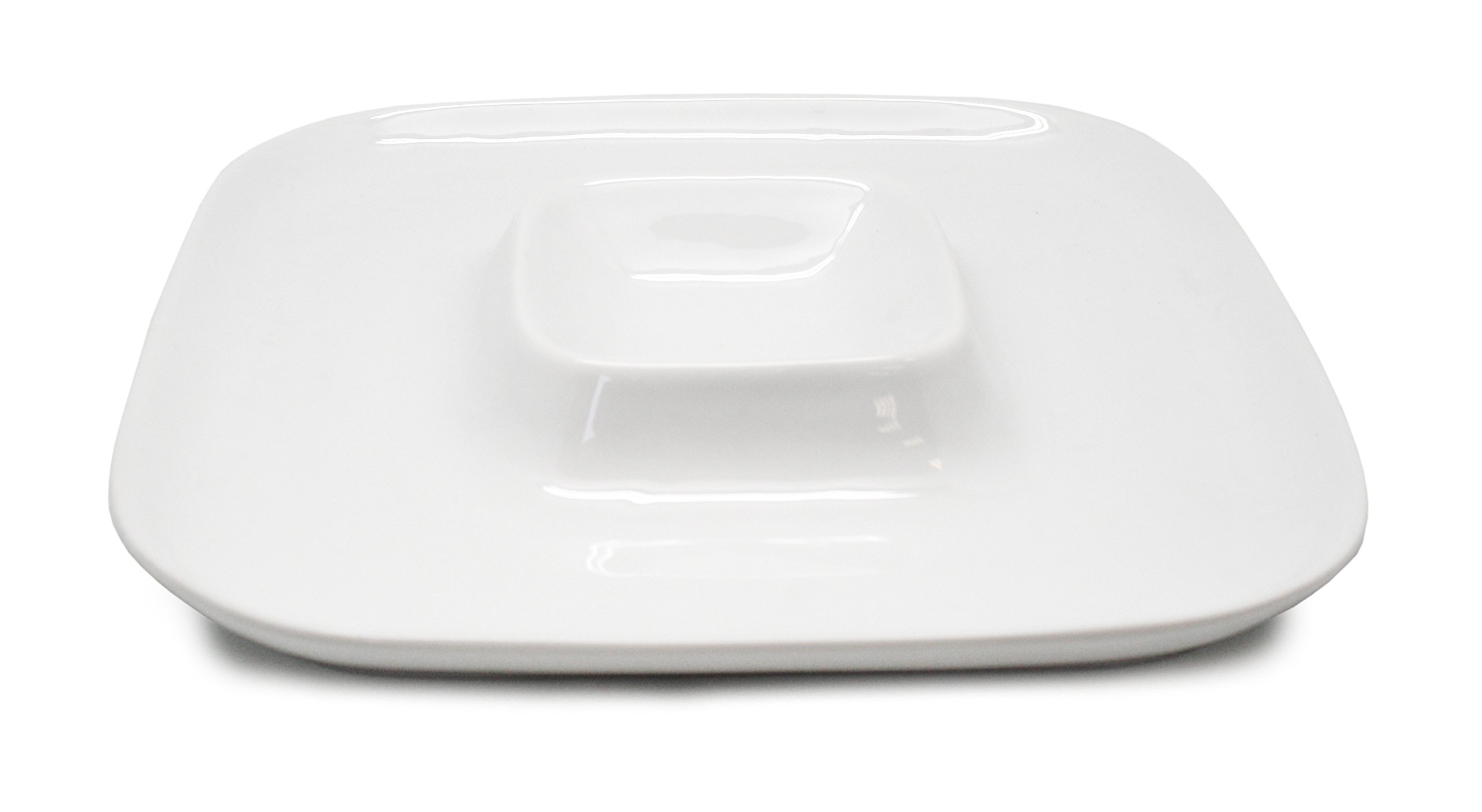 Porcelain Snack Plate with Central Sauce Hole - Perfect for Charcuterie, Appetizers, and Party Serving