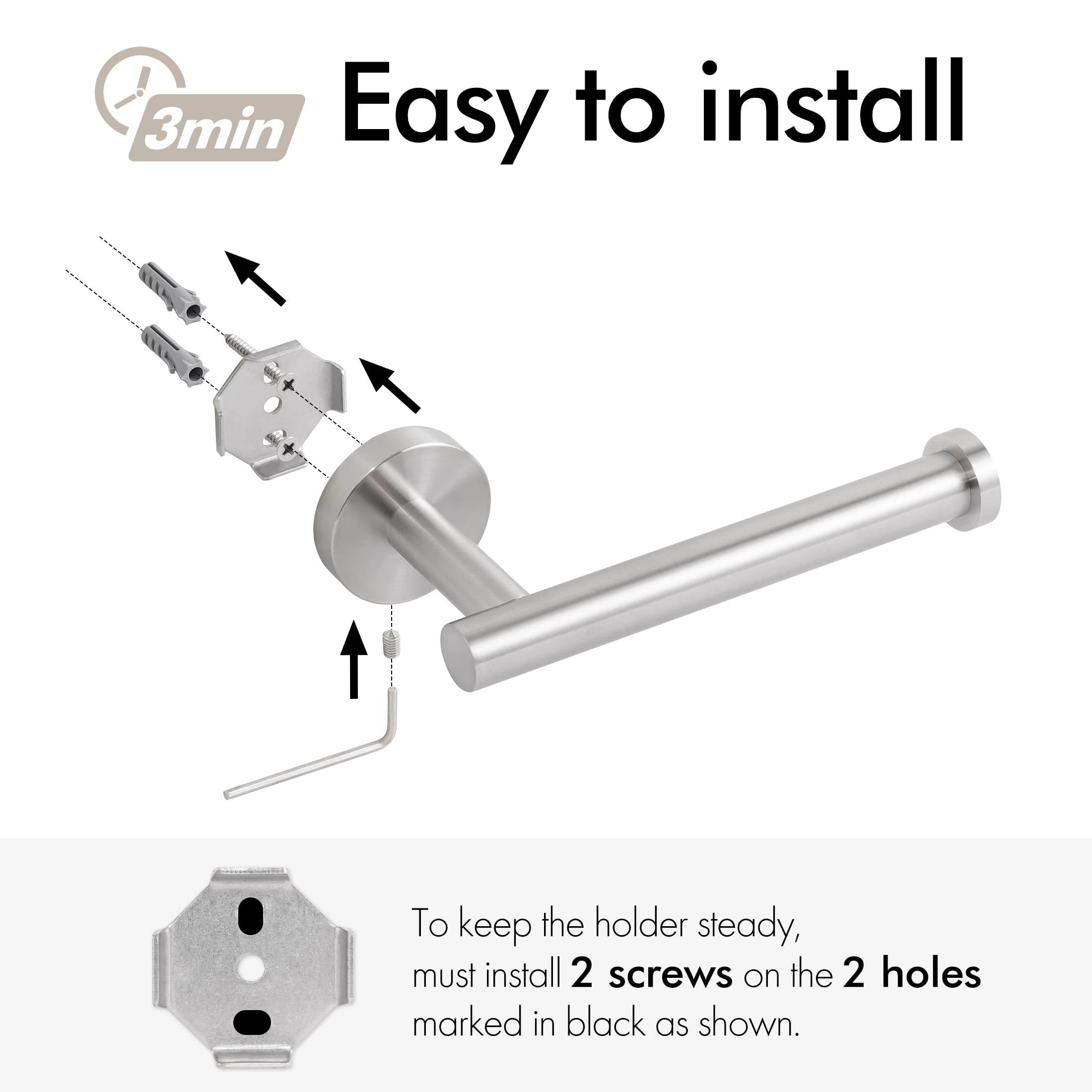 KES 2-Piece SUS304 Stainless Steel Bathroom Hardware Set - Wall Mounted Toilet Roll Holder & Towel Ring with Brushed Finish (LA202-23) | Durable Bathroom Accessories for Modern Homes & Luxury Hotels