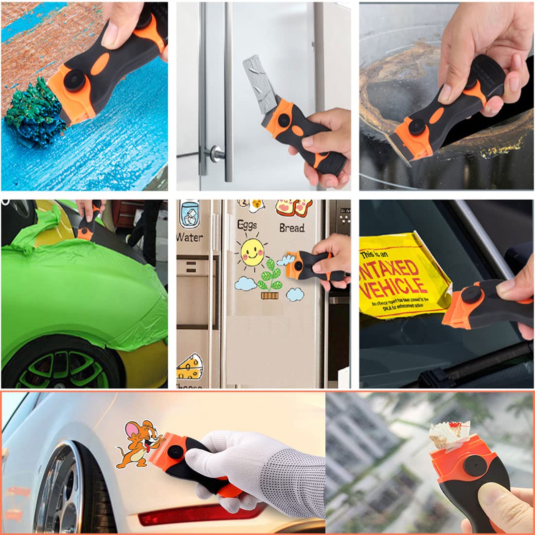 Hollraiku 2 Razor Blade Scraper - 40 Blades Double Edge Scraper Tool for Removing Stickers, Labels, Glue & Decals - Mini Plastic Scraper for Glass, Windows, Cooktops & Smooth Surfaces - Perfect for Home, Office & DIY Projects (GJCD42)