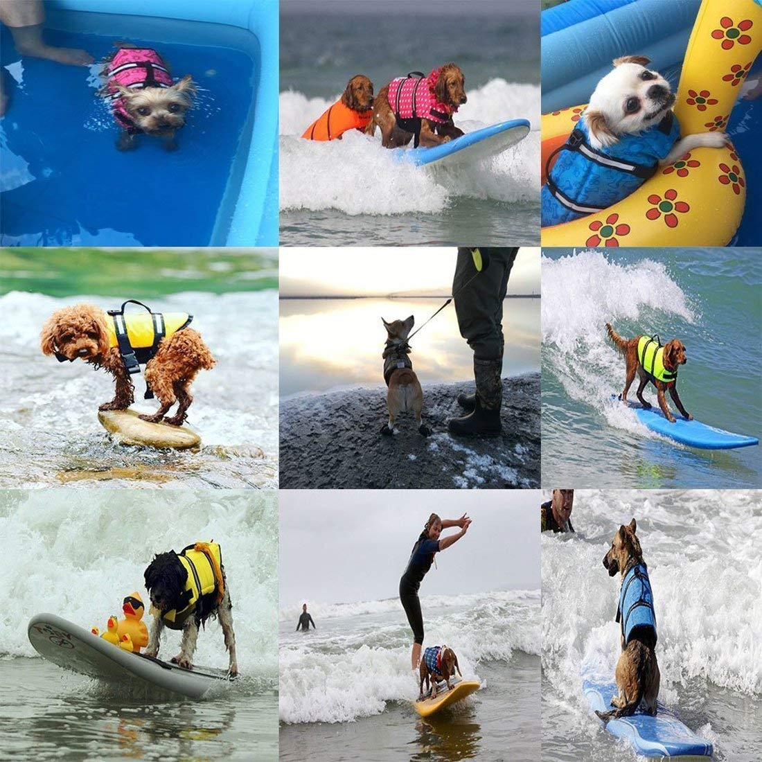 GabeFish Dog Life Jacket - XL Pet Safety Vest with Reflective Strips & Harness for Swimming, Boating & Water Activities (Bone Pink)