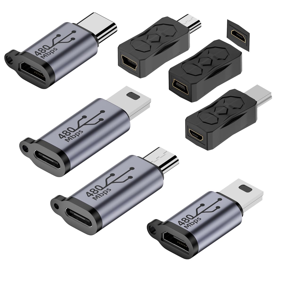 USB C to Micro USB Adapter (7 Pack) - Type C Female to Micro USB Male Converter - USB C Extender & Mini USB Connector - Perfect for Smartphones, Tablets, Chargers & Power Banks