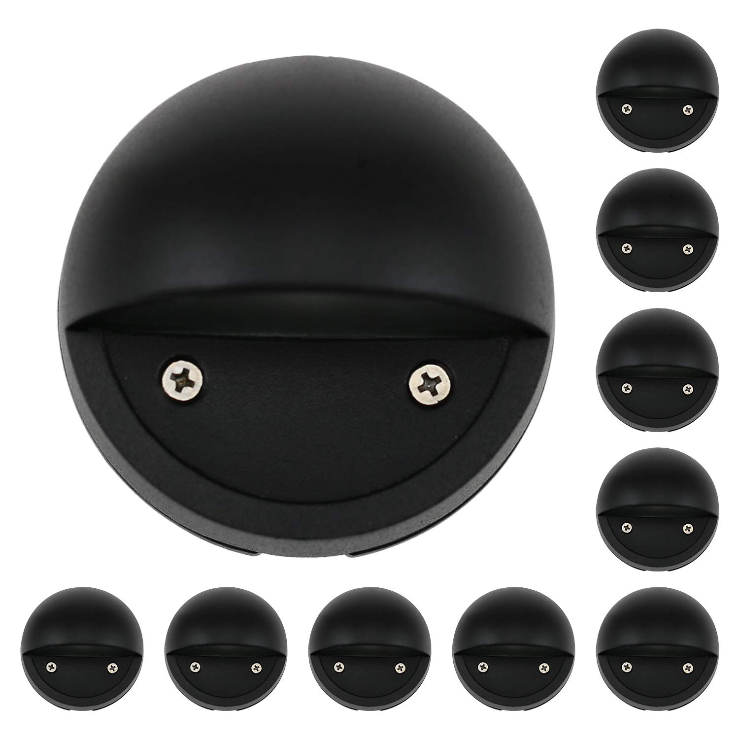 2W Low Voltage LED Deck Lights - 3000K Warm White, Aluminum Housing, Replaceable G4 Bulb - Outdoor Landscape Lighting for Steps, Pathway, Walkway, Deck & Yard - Weatherproof Black (Pack of 10) - Perfect for Patio, Garden & Backyard Ambience