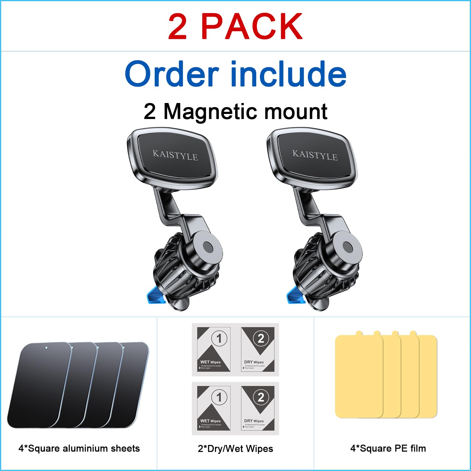 2-Pack Upgraded Magnetic Car Vent Phone Holder - Strong Magnet & 360° Rotation Mount for iPhone, Samsung & All Smartphones - Perfect for Hands-Free Driving & GPS Navigation