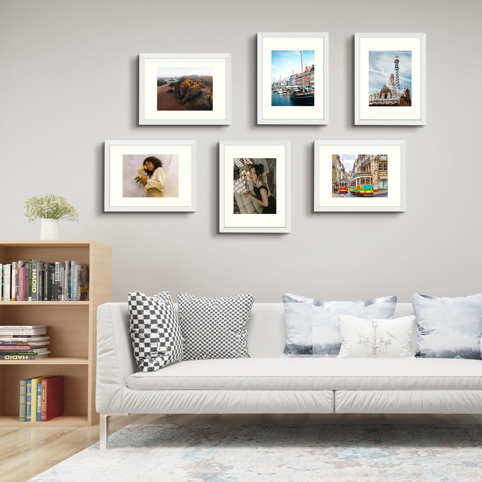 Frametory 12x16 Picture Frame - Display 8.5x11 with Mat or 12x16 Without Mat - White Wide Molding Poster Frame for Wall Art, Diamond Paintings, Photos & Prints - Perfect for Living Room, Bedroom & Office Decor