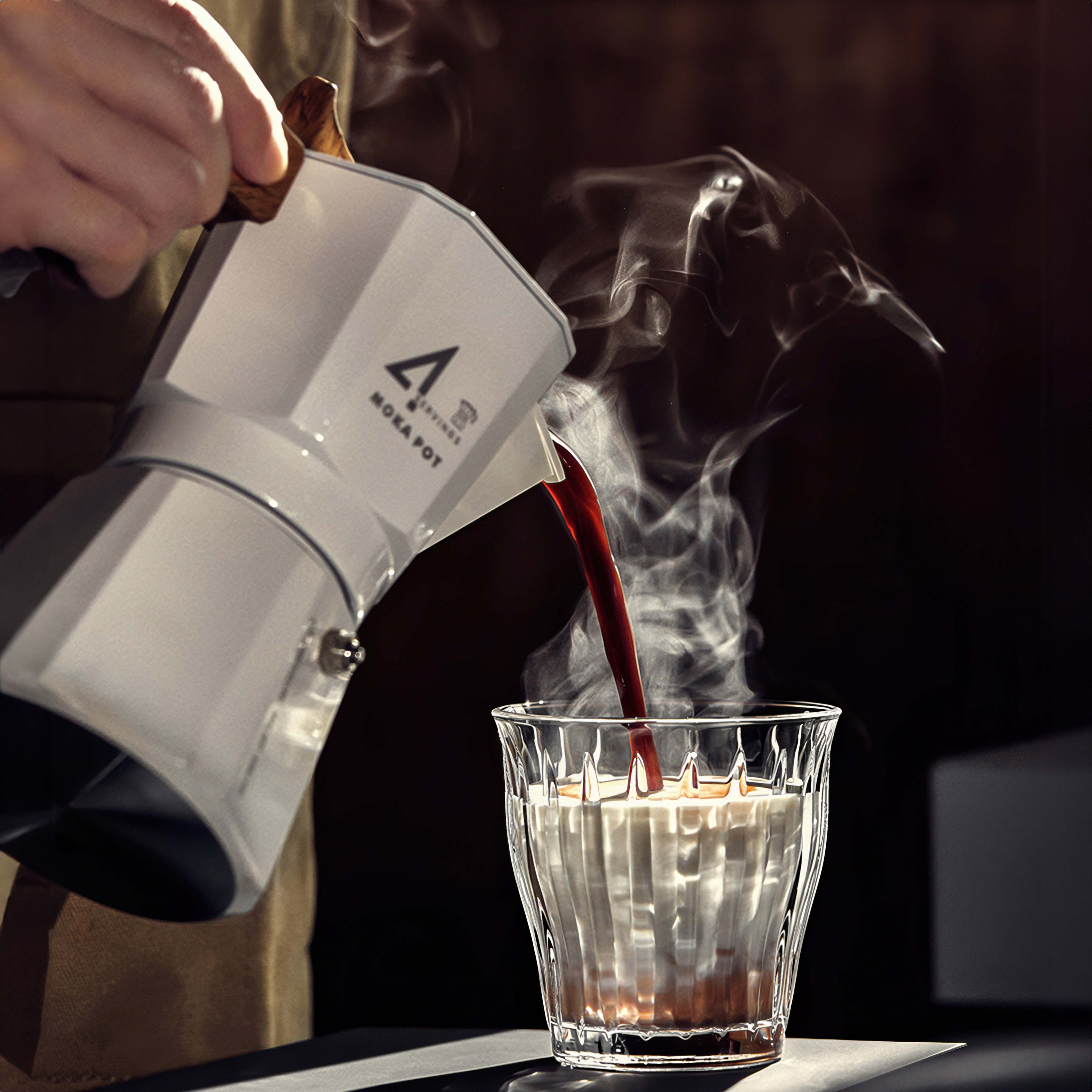 Premium Stainless Steel Moka Pot - 6 Cup Italian Espresso Maker for Stovetop - Strong Coffee Like Espresso - Perfect for Home, Office & Camping Use