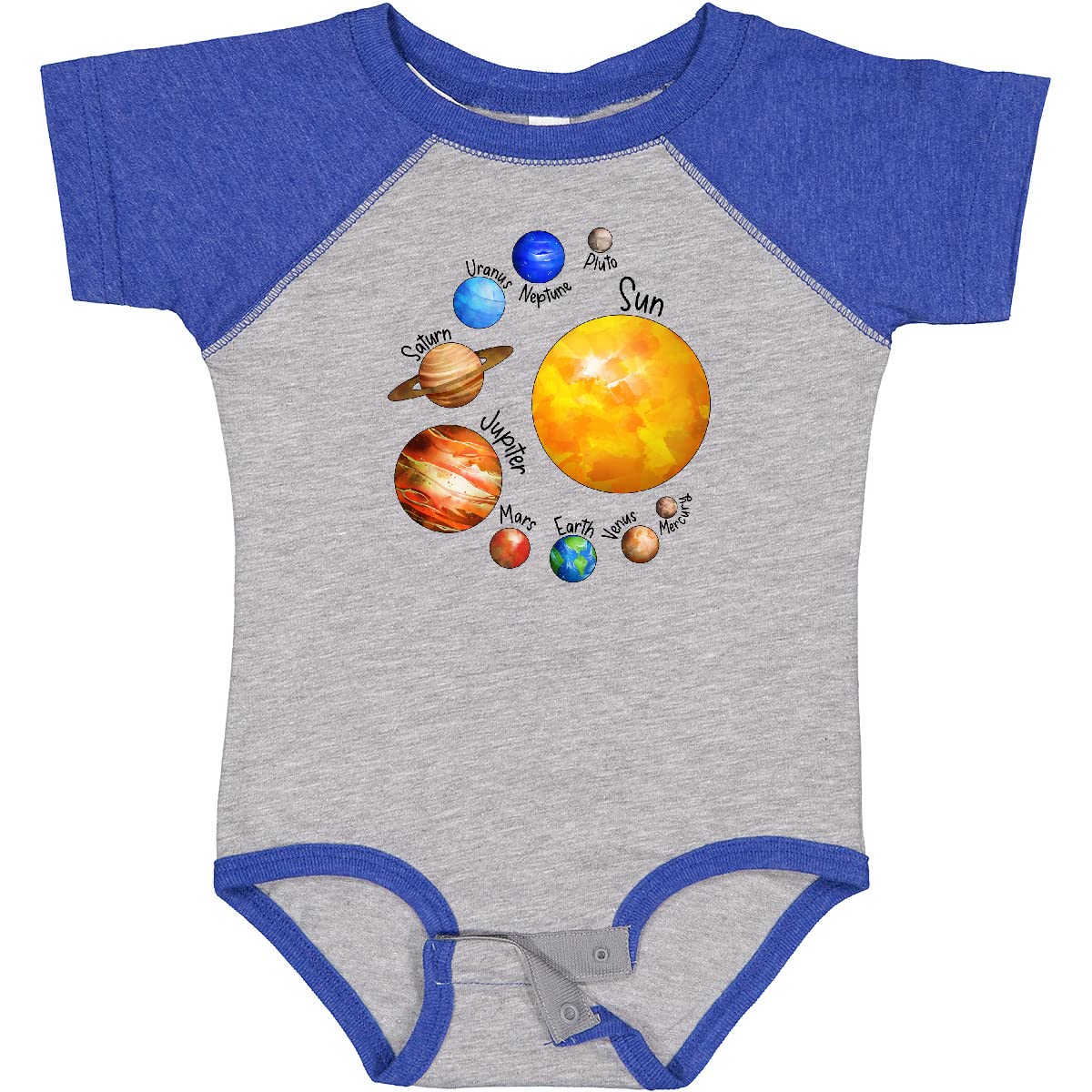 Inktastic Sun and Planets Baby Bodysuit - Cute Astronomy Outfit for Infants | Perfect for Space-Themed Parties, Photo Shoots & Everyday Wear