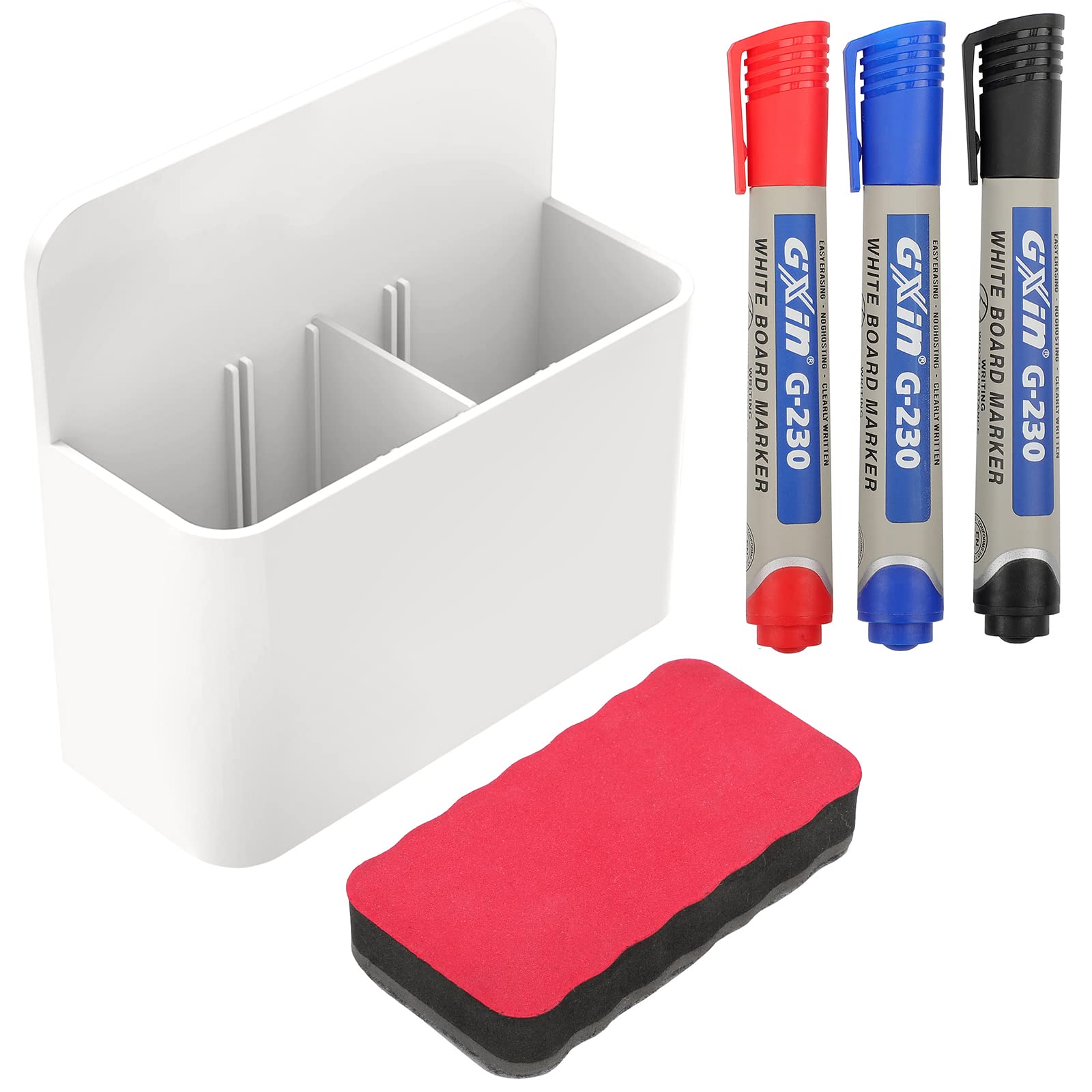 MaxGear Magnetic Dry Erase Marker & Pen Holder Organizer Set (2-Pack) with 10 Fine Tip Dry Erase Markers - Perfect for Whiteboards, Office, Classroom & Home Organization