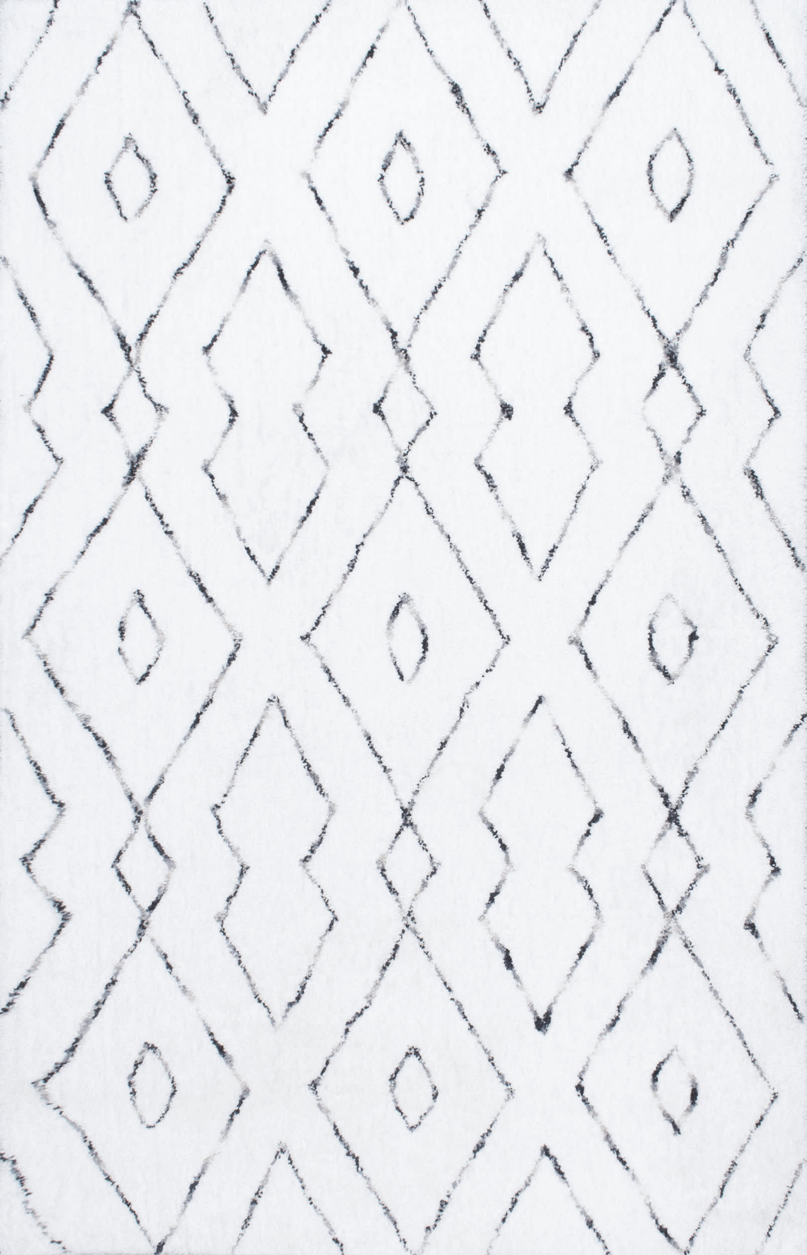 Double Diamond Lattice Shag Rug - Soft Plush White Area Carpet for Living Room, Bedroom & Nursery | Cozy Home Decor