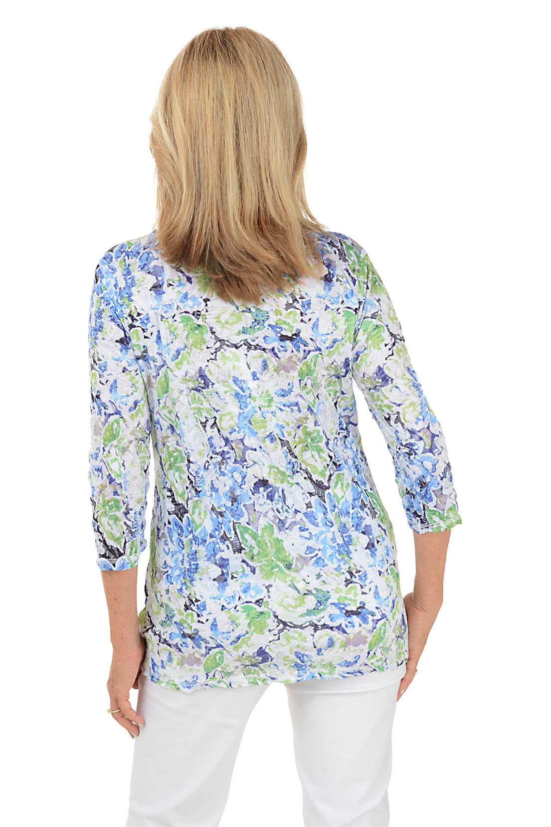 Stylish Flowering Ivy Double Pocket Crinkle Blouse - Trendy Women's Fashion Top for Casual Wear & Office Outfits
