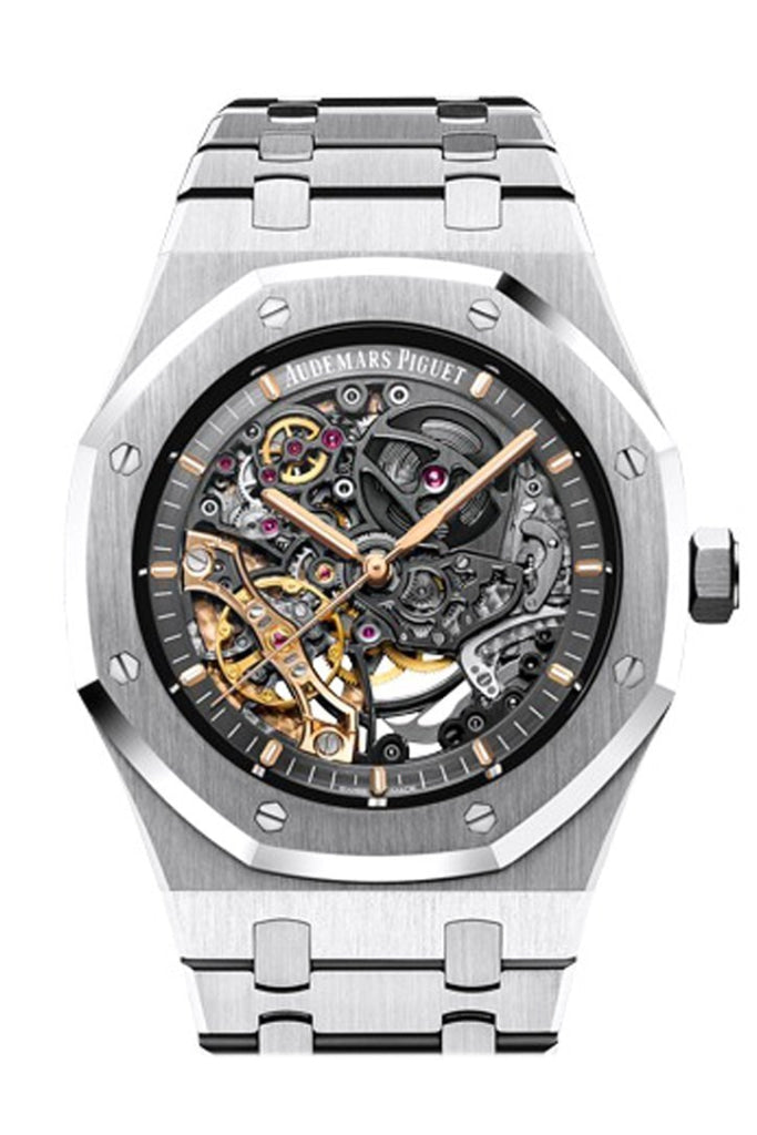 Audemars Piguet Royal Oak 41mm Men's Luxury Watch - Slate Grey Openworked Dial, Stainless Steel Bracelet (Ref.15407ST.OO.1220ST.01) | Premium Swiss Timepiece for Business, Gifting & Special Occasions