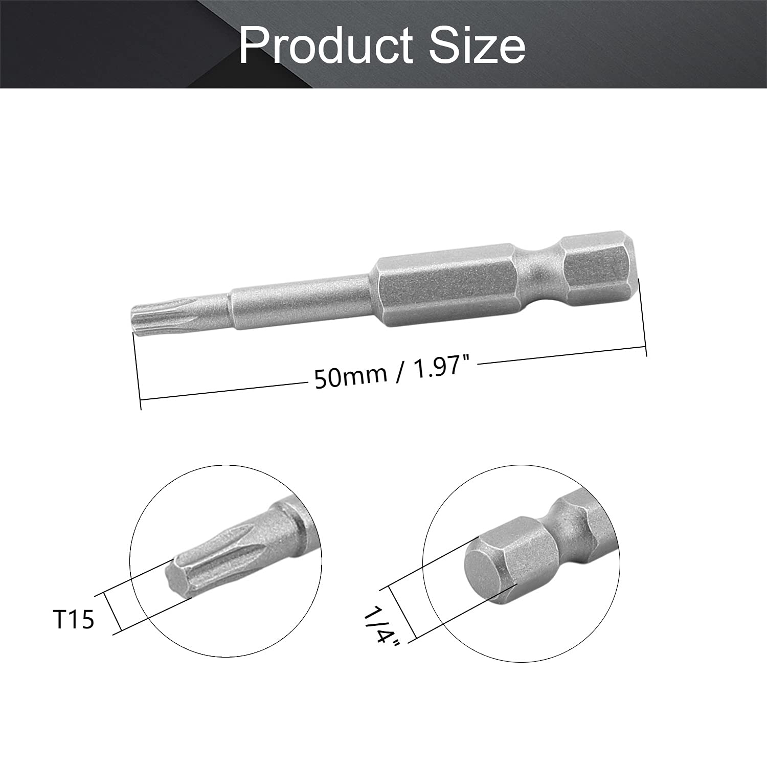 10Pcs T15 Magnetic Torx Screwdriver Bits Set - 1/4 Inch Hex Shank, S2 Steel Construction (50mm Length) - Professional Repair Tool Kit for Electronics, Furniture & Automotive Maintenance
