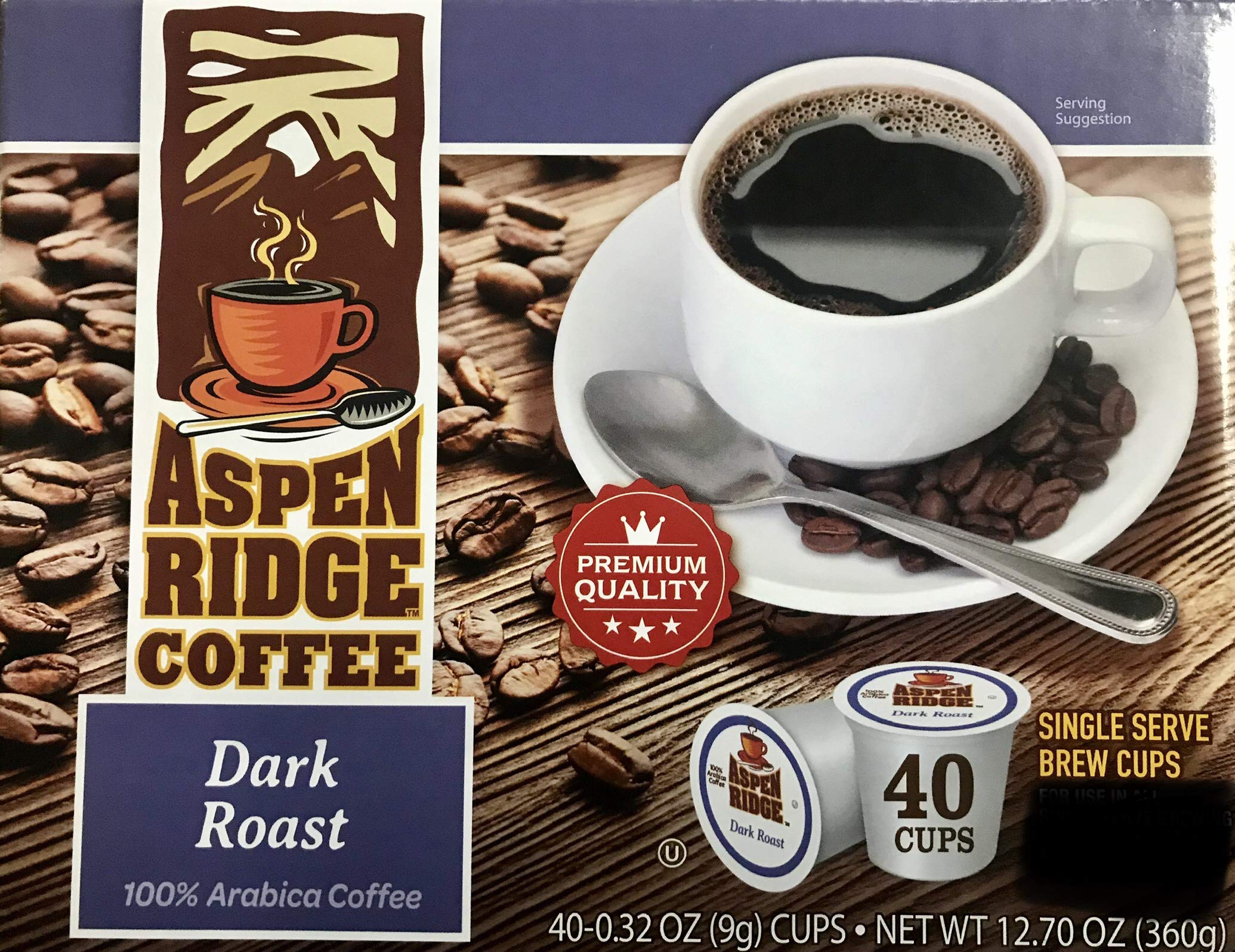 Aspen Ridge K-Cups Dark Roast Coffee Pods - 40 Count | Compatible with Keurig Brewers | Perfect for Home, Office & Morning Coffee Routine
