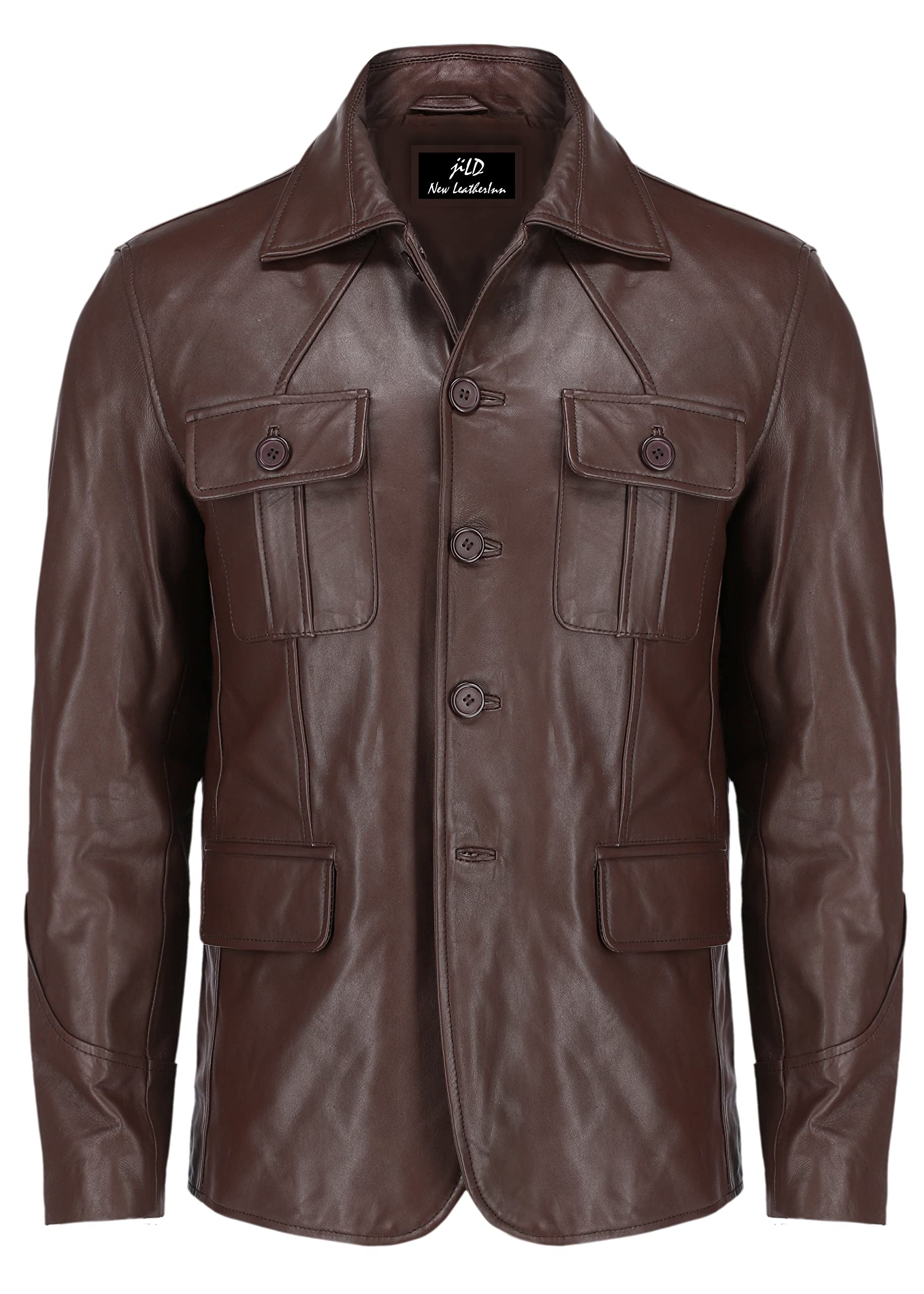 Premium Lambskin Leather Jacket for Men - Classic Notched Collar Bond Style Casual Blazer | Formal & Smart Casual Wear | Office, Date Night, Special Occasions