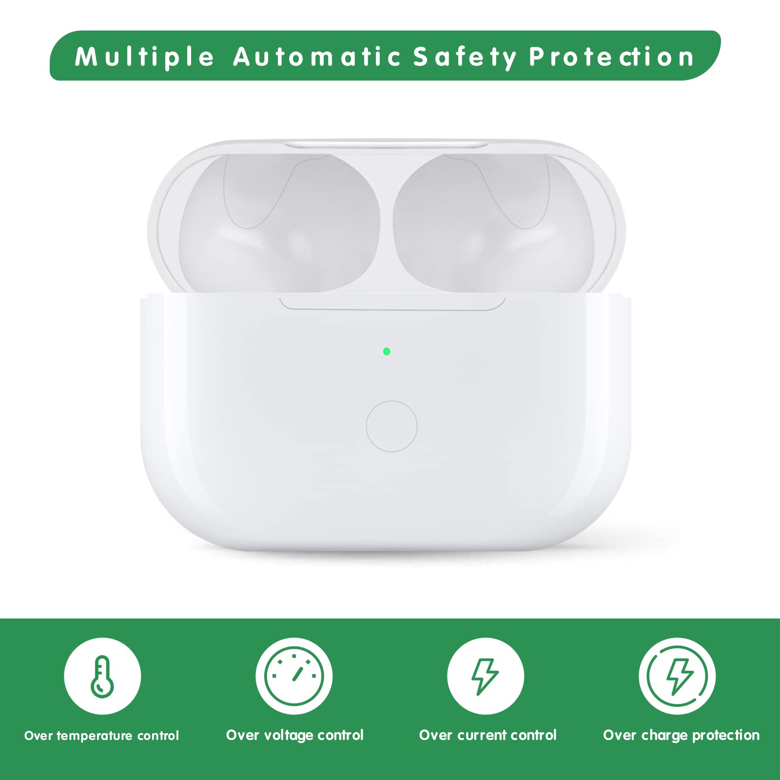 Wireless Charging Case for AirPods Pro - Replacement Charger Case Compatible with AirPods Pro (450mAh Battery, Bluetooth Pairing, White) | Portable Charging Solution for Travel, Work & Gym Use