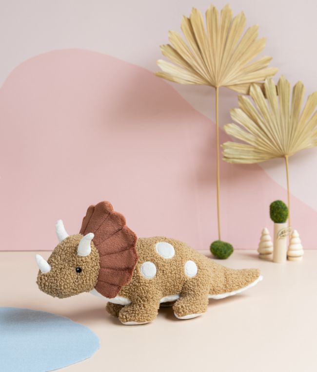 Thomas the Triceratops Plush Dinosaur Toy - Soft Brown Stuffed Animal for Kids | Perfect for Bedtime, Playtime & Dinosaur Themed Parties