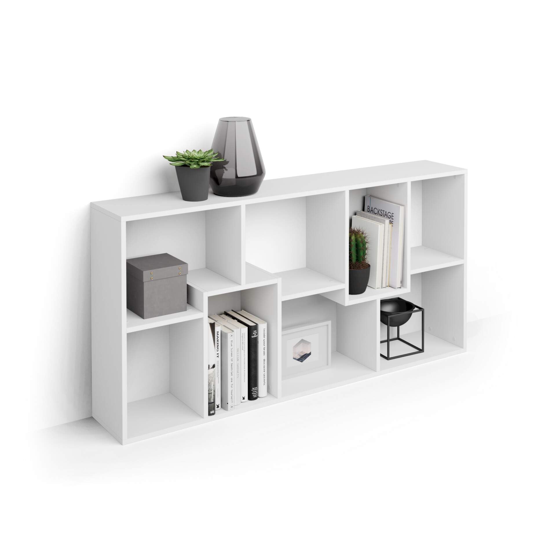 Iacopo XS Modern Bookcase - 63.31 x 31.5 Inch Ashwood White Storage Shelf | Italian Furniture for Living Room, Office & Home Decor | Perfect for Organizing Books, Displaying Decor & Creating Stylish Storage Spaces