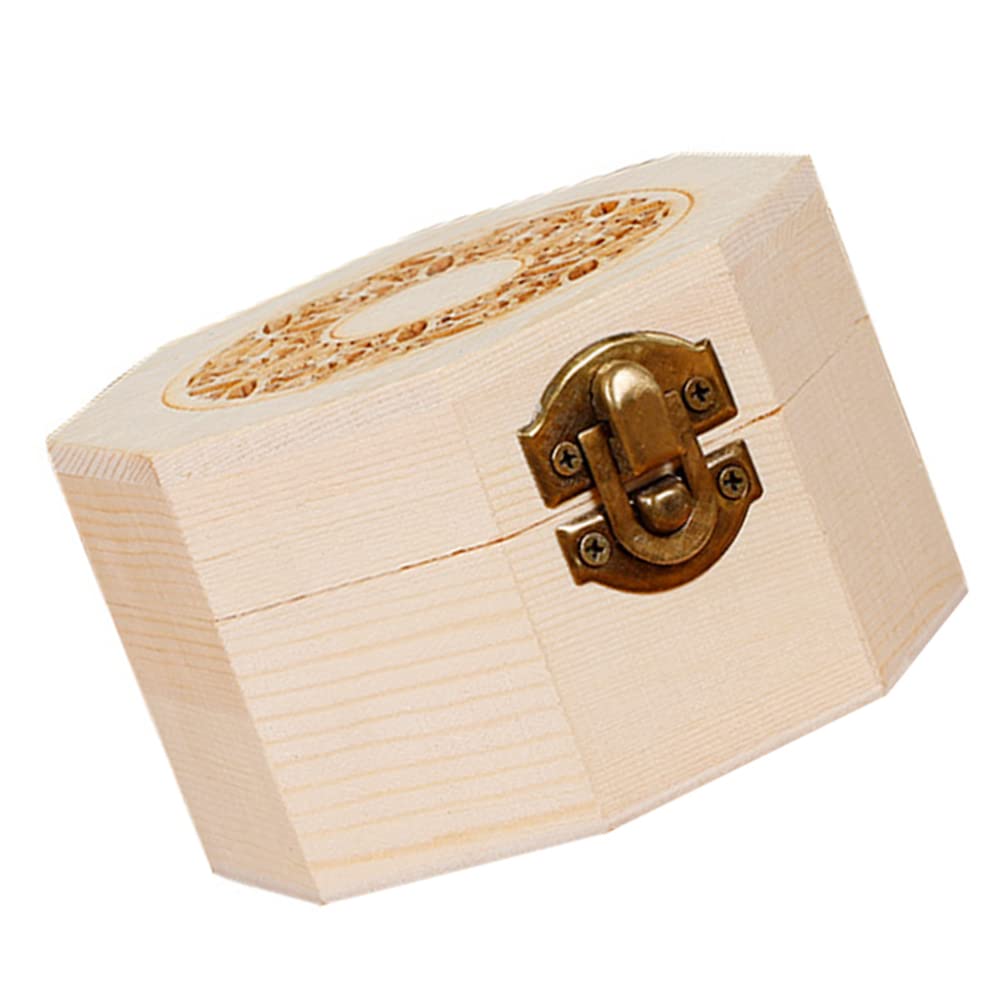 Hemoton Decorative Wooden Treasure Chest Box - Jewelry Organizer & Craft Storage Box for Home, Wedding, Party Decor | Vintage Wooden Display Case for Rings, Necklaces & Art Supplies