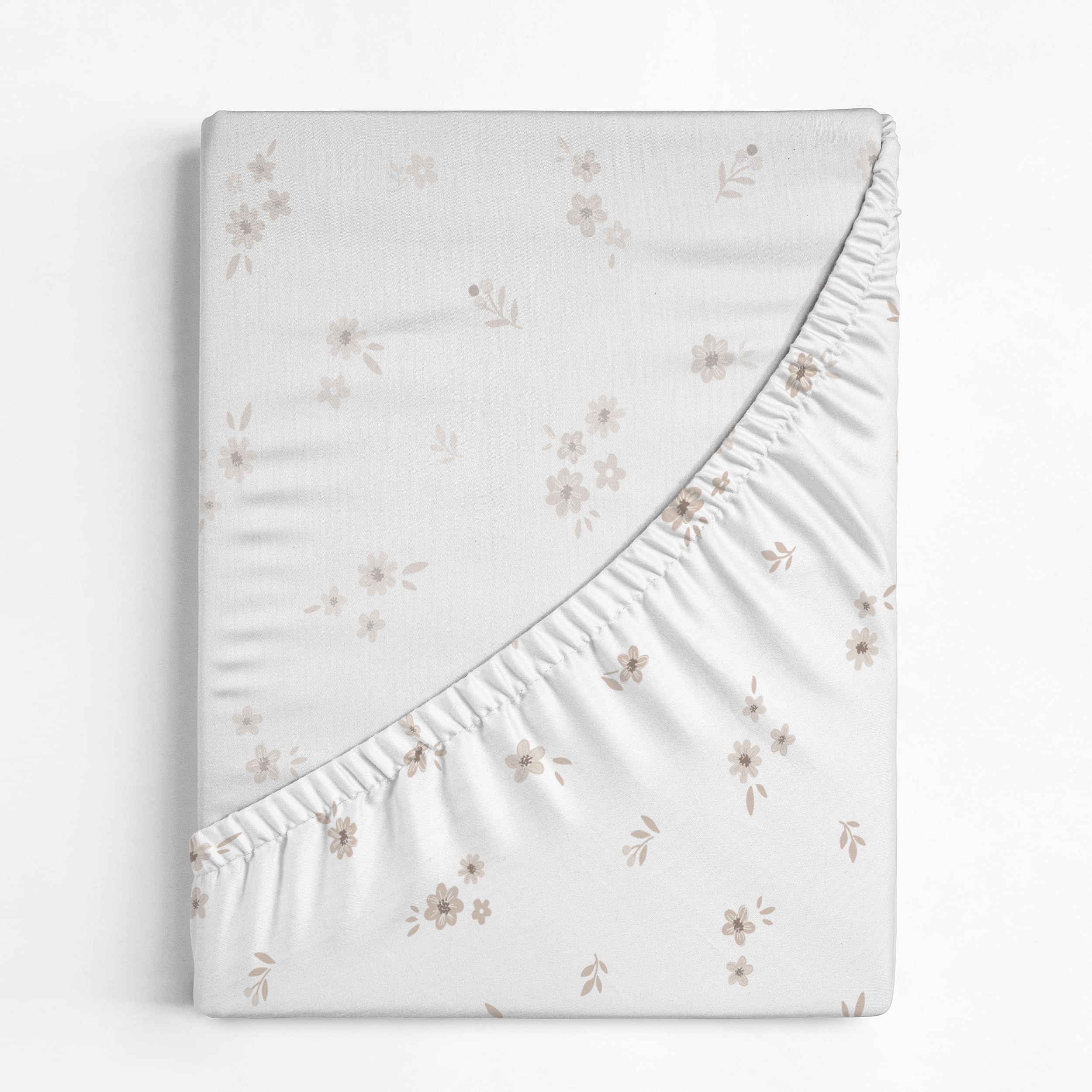 GOTS Certified Organic Cotton Queen Sheet Set - Ultra Soft, Breathable, Non-Toxic Ditsy Floral Design in Peach (Queen Size, Bloom) | Perfect for Eco-Conscious Homes, Guest Bedrooms & Allergy Sufferers