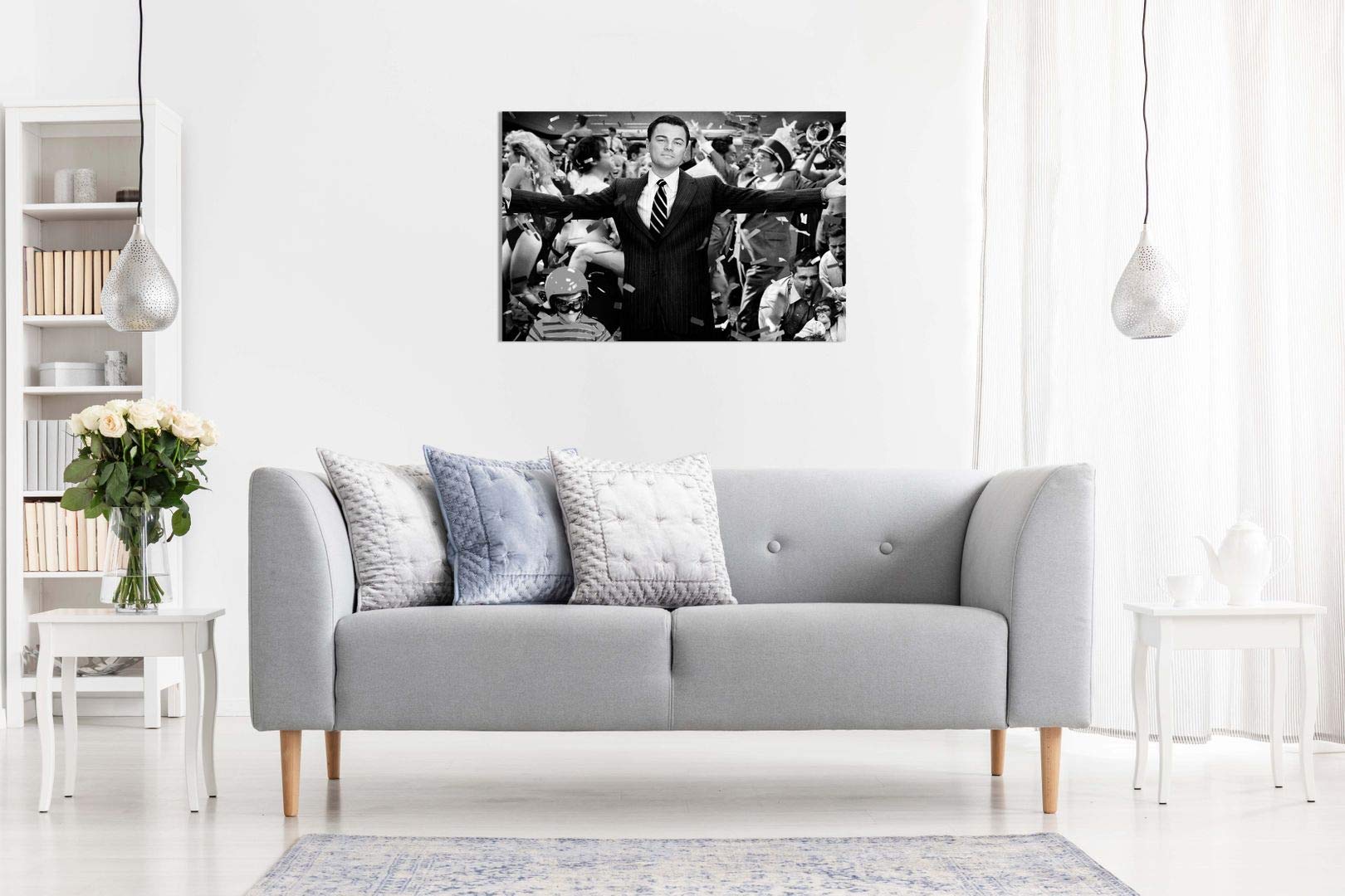 Wolf of Wall Street Leonardo DiCaprio Canvas Wall Art Print - 24x16 Inches - Movie Poster Decor for Home, Office & Theater Rooms