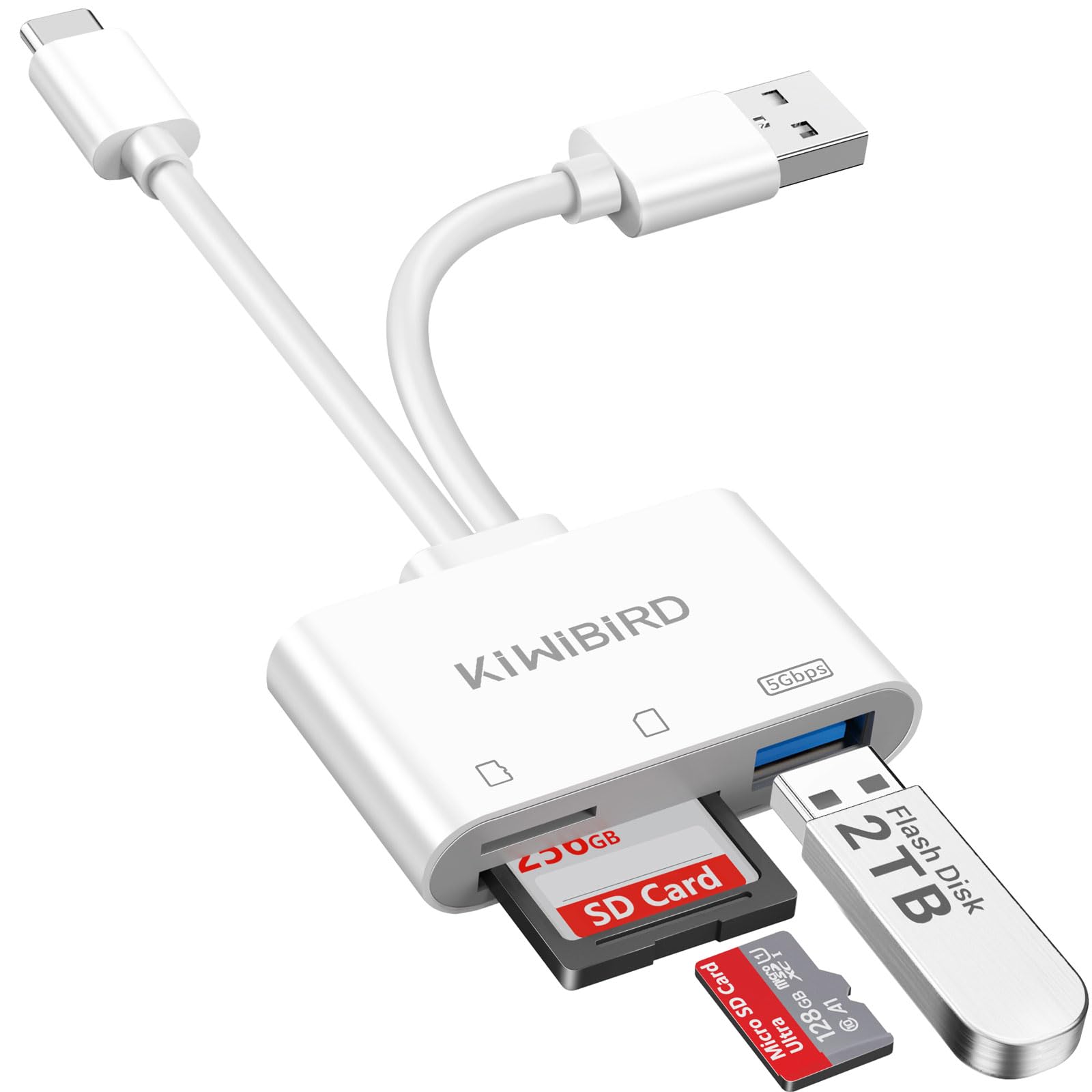 KiWiBiRD USB C SD Card Reader - Micro SD/TF Memory Card Adapter for iPhone 16/15 Pro Max, MacBook Air, Galaxy S25/S24 - Fast Data Transfer for Photography, Video Editing & Mobile Storage Expansion