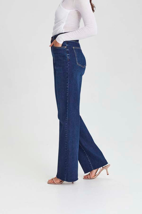 Antigoni Dark Blue Women's Jeans | High Waist Slim Fit Denim Pants for Casual Wear & Everyday Outfits