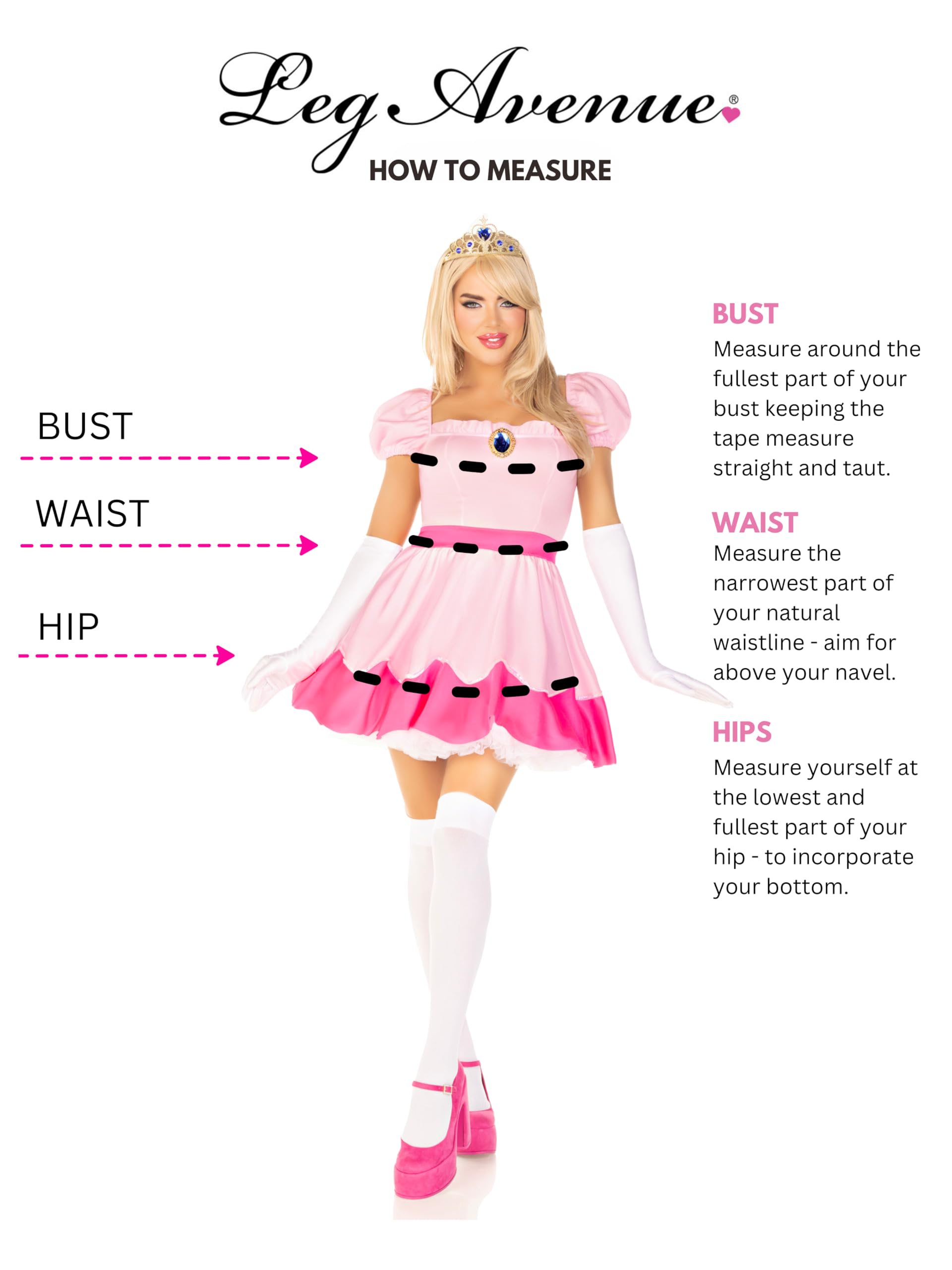 Leg Avenue Women's 3-Piece Pink Princess Costume Set with Jeweled Dress, Crown & Gloves | Halloween, Cosplay, Birthday Party Outfit