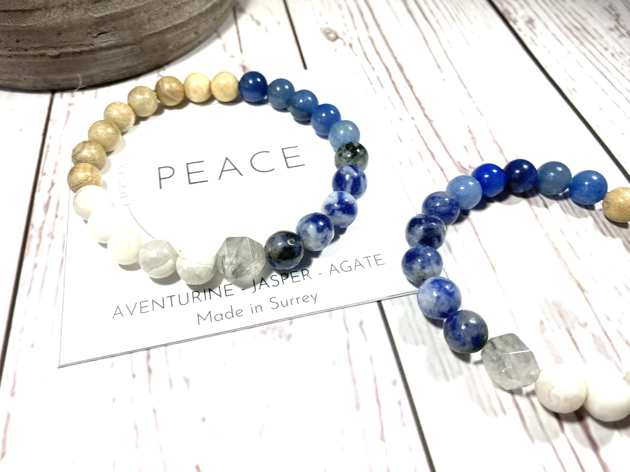 **Aventurine Blue Jasper Agate Crystal Bracelet - Essential Oil Diffuser Bracelet for Relaxation & Peace - 6 Inch - Perfect for Meditation, Yoga & Stress Relief Gifts**