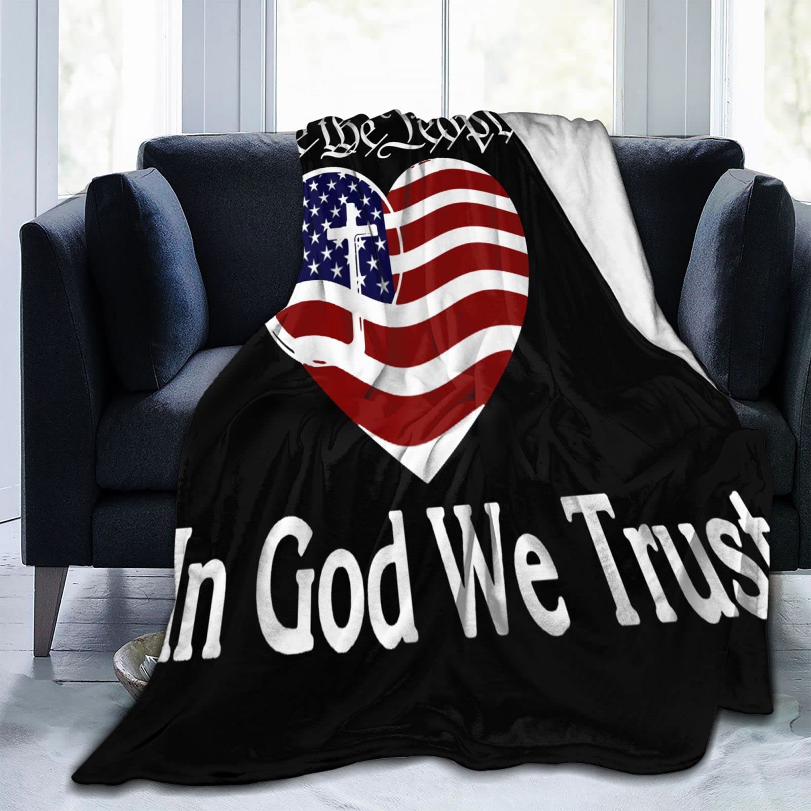 We The People in God We Trust American Flag Fleece Blanket - Ultra Soft Micro Fleece Throw Blanket 50