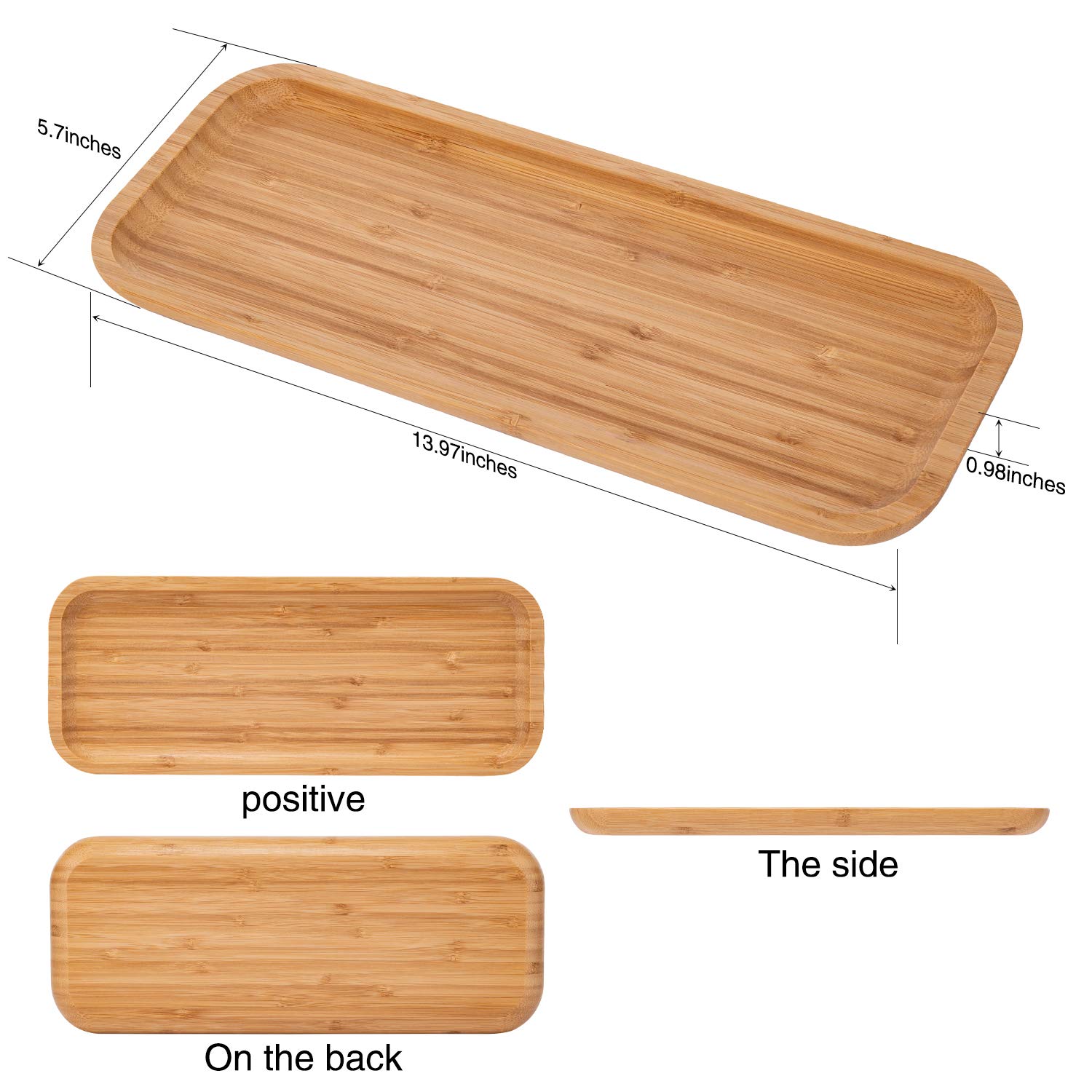 Premium Bamboo Serving Tray Set - 13.8 x 5.9 x 1 Inches Elegant Appetizer Plates & Steak Plates for Coffee, Tea, Fruits & Party Dinner | Eco-Friendly Bamboo Platters for Candy, Charcuterie & Entertaining | Perfect for Home, Restaurant & Outdoor Gatherings