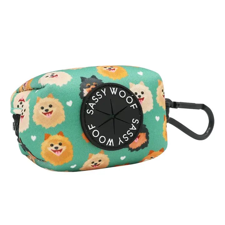 Pawfect Pom Dog Waste Bag Holder - Portable Poop Bag Dispenser for Dogs - Hands-Free Leash Attachment for Walking, Hiking & Travel