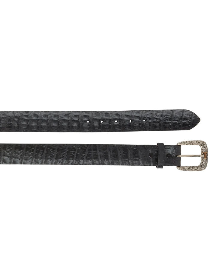 Lucchese W9401 Men's Ultra Belly Caiman Western Belt - Black Genuine Leather Cowboy Belt for Western Wear & Rodeo Events