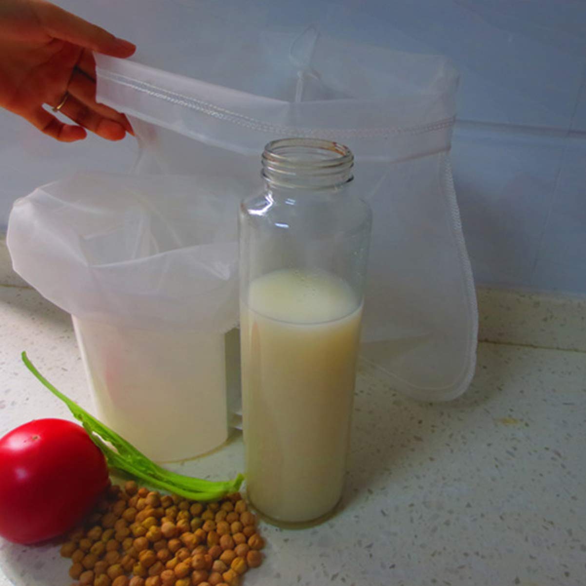 DOITOOL Reusable Mesh Brewing Bag - Yogurt Strainer, Cold Brew Filter, Tea Infuser, Soy Milk Cloth - Food Grade Kitchen Strainer Bag (White) - Perfect for Home Brewing, Cheese Making & Nut Milk Preparation