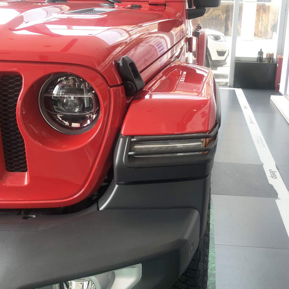 2018-2022 Jeep Wrangler JL Black Plastic Front Bumper Fog Light & Taillight Cover Trims with Side Turn Signal | Durable Exterior Accessories for Off-Road Protection & Style Enhancement