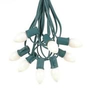 25ft Green Wire C7 White Ceramic Christmas String Lights - 25 Opaque Bulbs Indoor/Outdoor Holiday Decor for Christmas Tree, Patio, Wedding, Party & Home Decoration - Perfect for Festive Lighting and Seasonal Celebrations