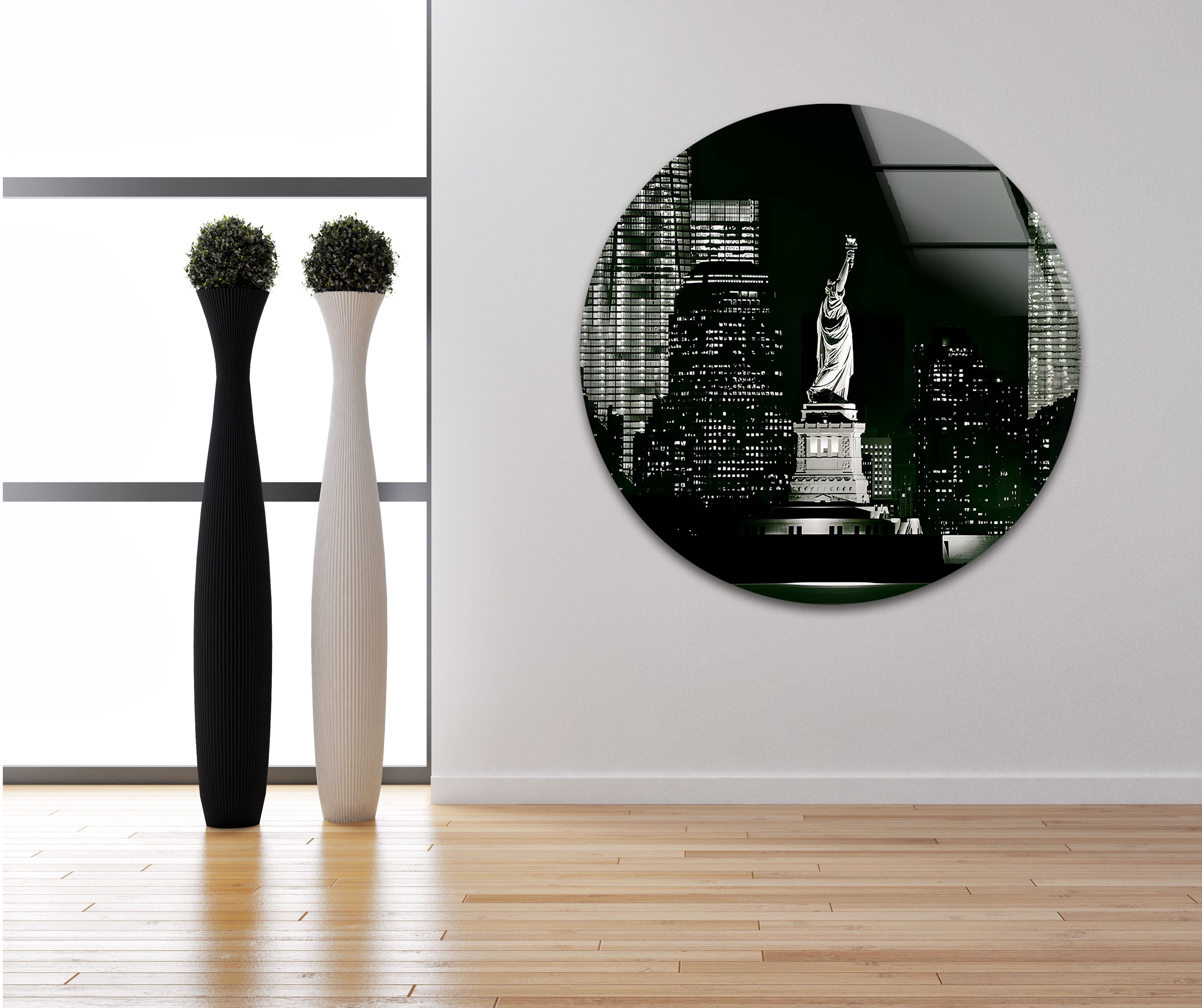 Black & White Statue of Liberty Glass Wall Art - Elegant Home Decor for Living Room, Office & Gifts - USA Patriotic Souvenir & New York Themed Interior Design