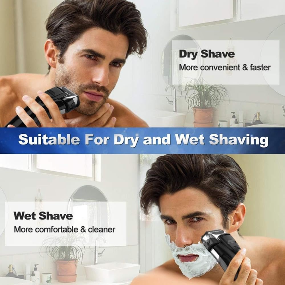 Best Electric Razor for Men - Rechargeable USB Shaver & Beard Trimmer with Washable Head - Perfect for Travel, Home & Gym Use