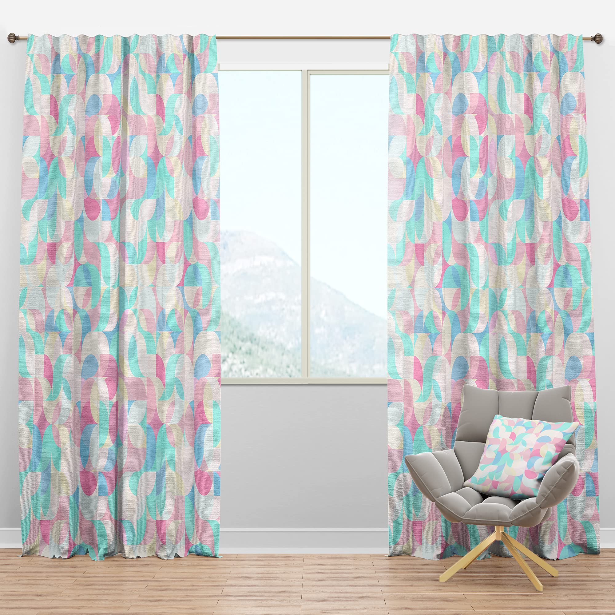 Blackout Curtains with Wavy Geometric Pattern - Thermal Insulated Room Darkening Drapes for Bedroom & Living Room (52x90, Single Panel) - Perfect for Home Theater, Nursery & Light Sleepers