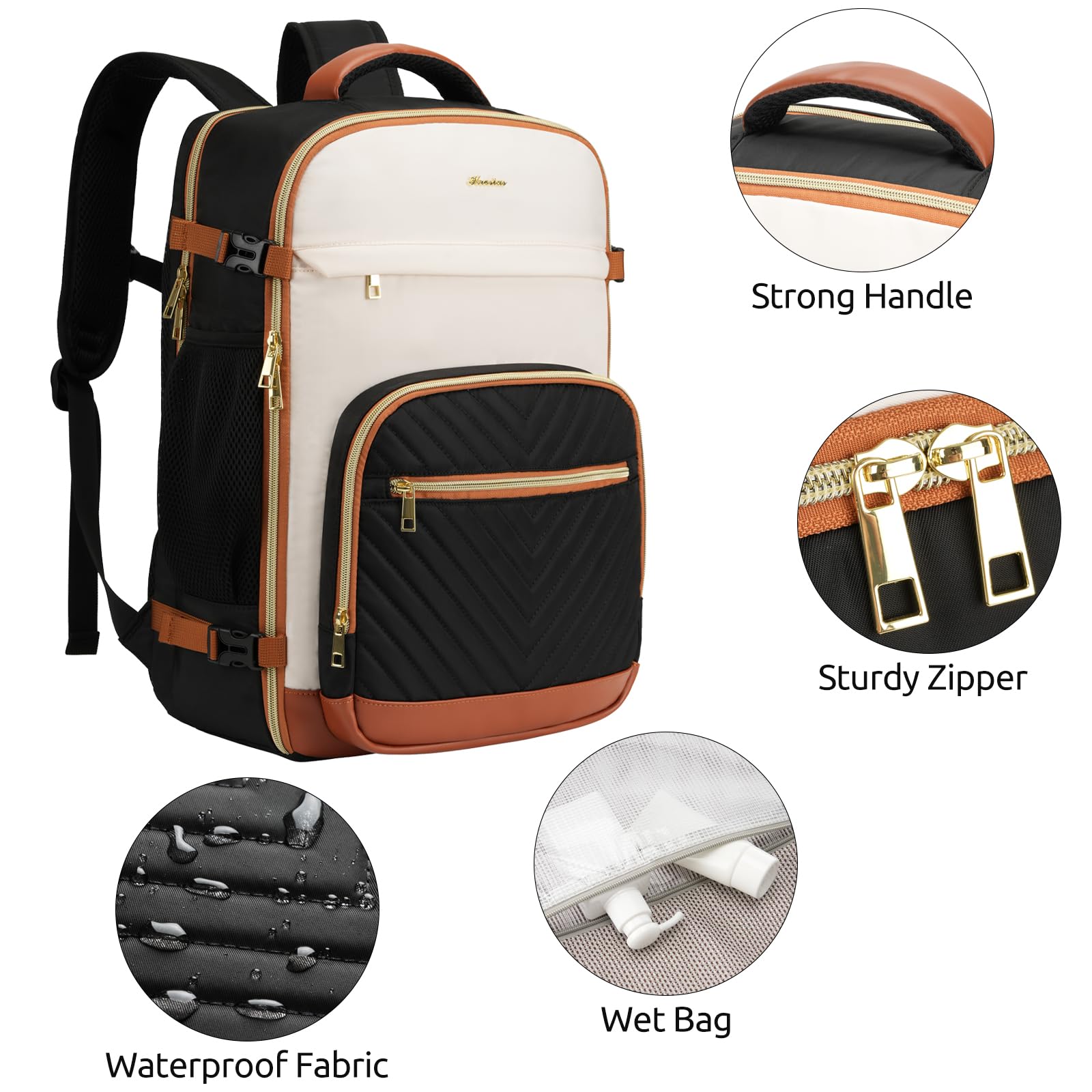 Women's 40L Travel Backpack - Airline Approved Carry On Backpack with Laptop Compartment (Fits 17 Inch), Waterproof Weekender Overnight Bag for Air Travel, Business Trips & Outdoor Adventures