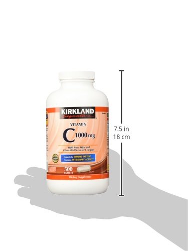 Kirkland Signature Vitamin C 500mg with Rose Hips - 500 Tablets | Immune Support, Antioxidant Boost | Daily Wellness Supplement for Adults & Kids