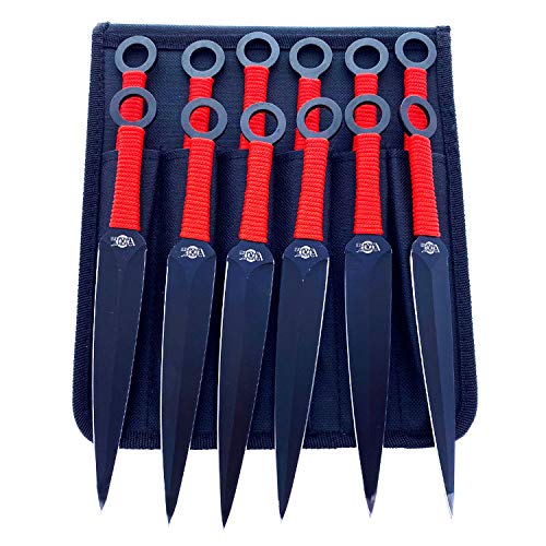 12 PCS Throwing Knives Kunai Set - Red, Black, Blue | Perfect for Ninja Training, Martial Arts Practice, Outdoor Survival & Collectors Gifts | Durable Stainless Steel Blades for Target Practice & Cosplay