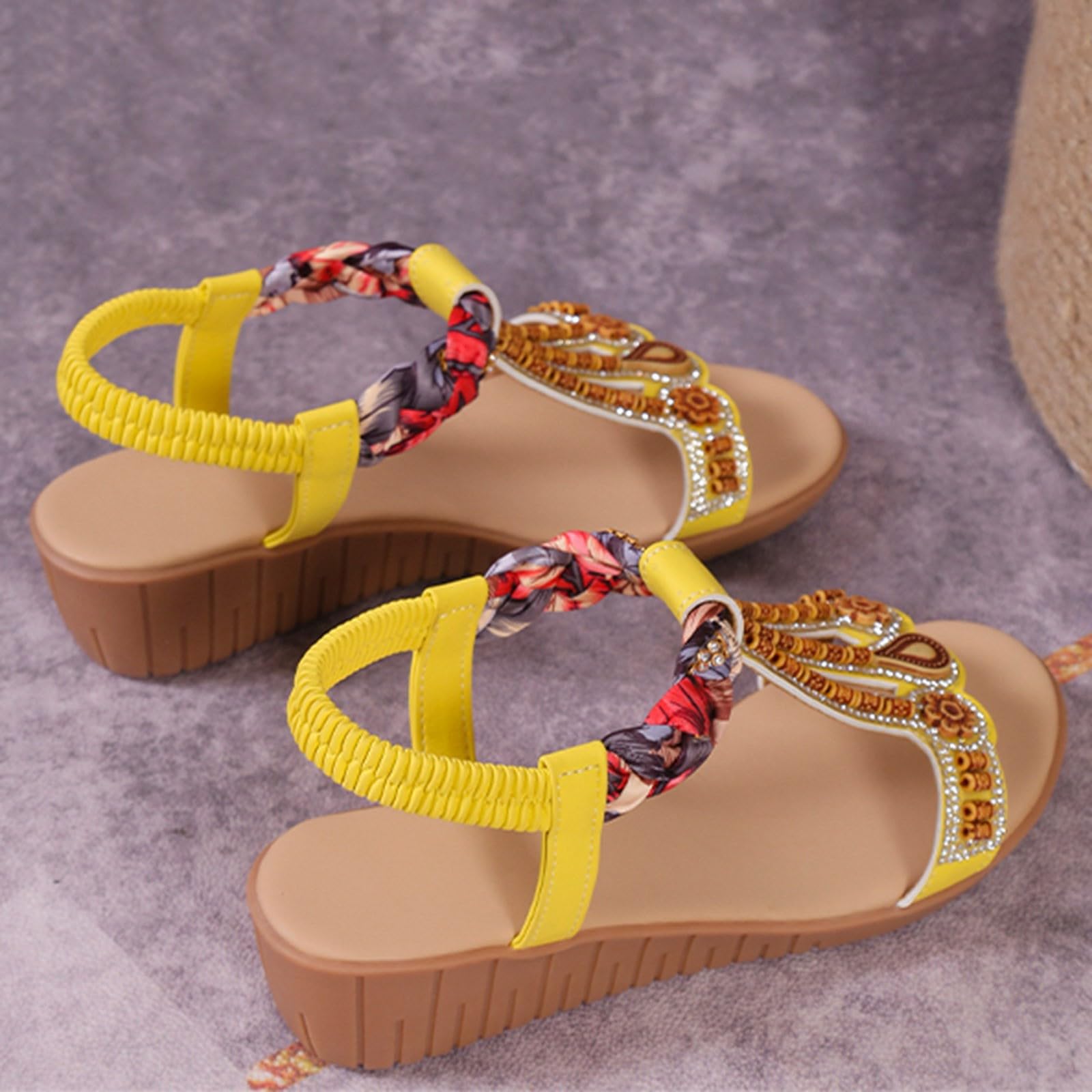 WILLBEST Women's Navy Blue Platform Sandals - Lightweight Summer Beach Thong Sandals with Non-Slip Sole for Casual Wear, Walking, and Outdoor Activities