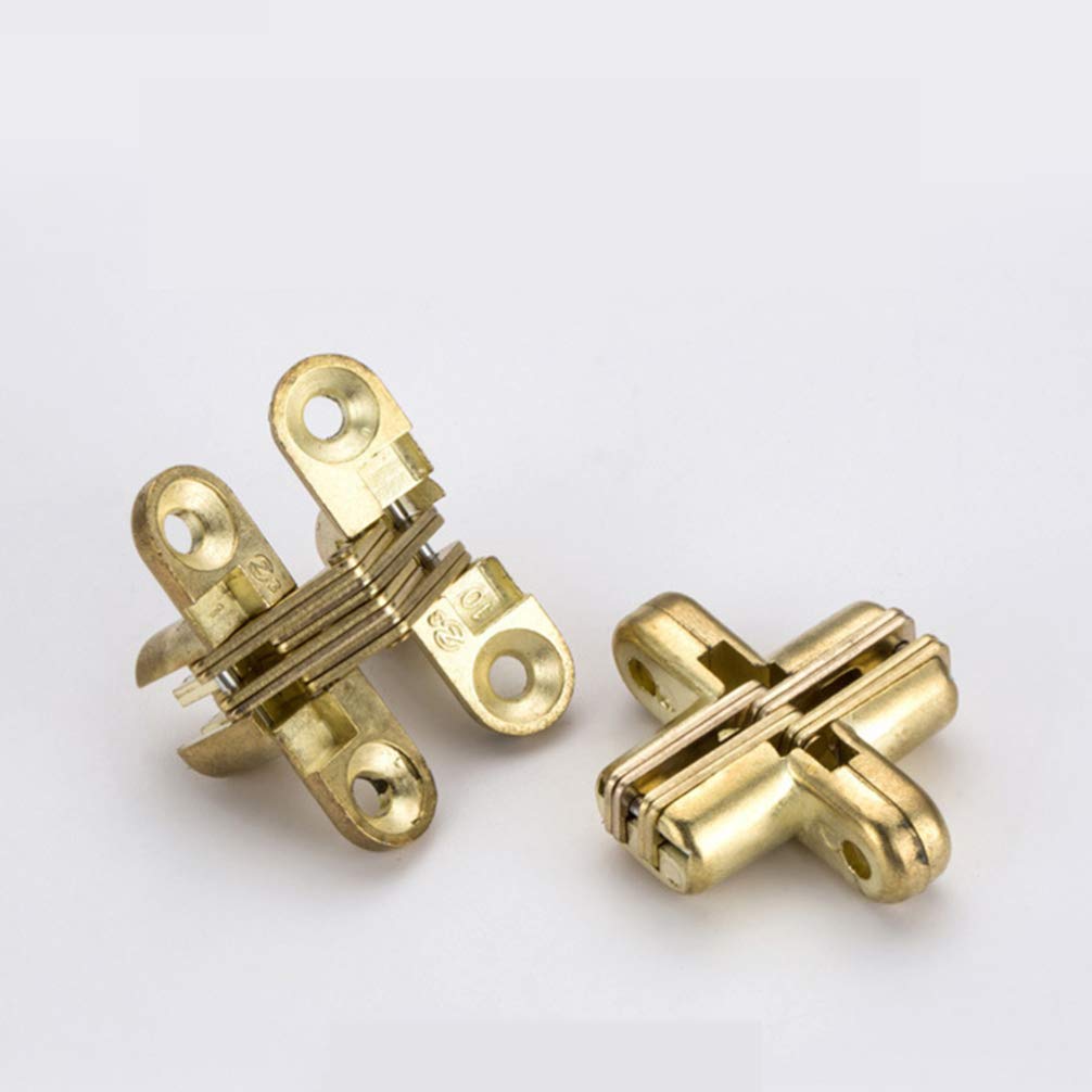 2PCS Invisible Cabinet Hinges - Concealed Cross Hinges with 8 Screws for Kitchen Cabinets, Furniture & Jewelry Boxes | Durable Hidden Hinge for Smooth Door Operation (Perfect for Home Renovation & DIY Projects)