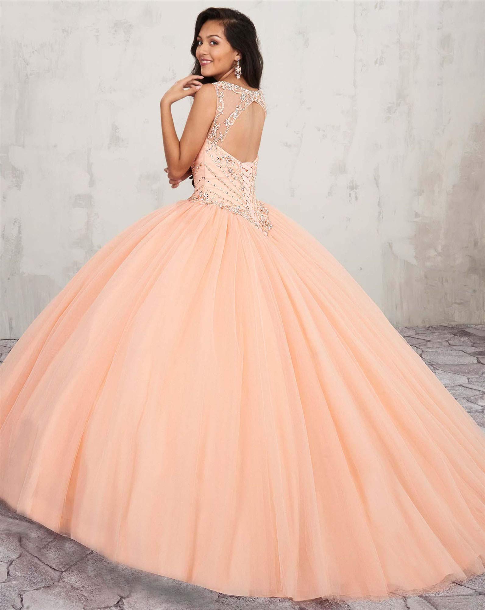 Emmani Women's Sleeveless Beaded Quinceanera Dress - Sweet 16 Party Gown in Ivory - Perfect for Quinceañeras, Proms, and Formal Celebrations